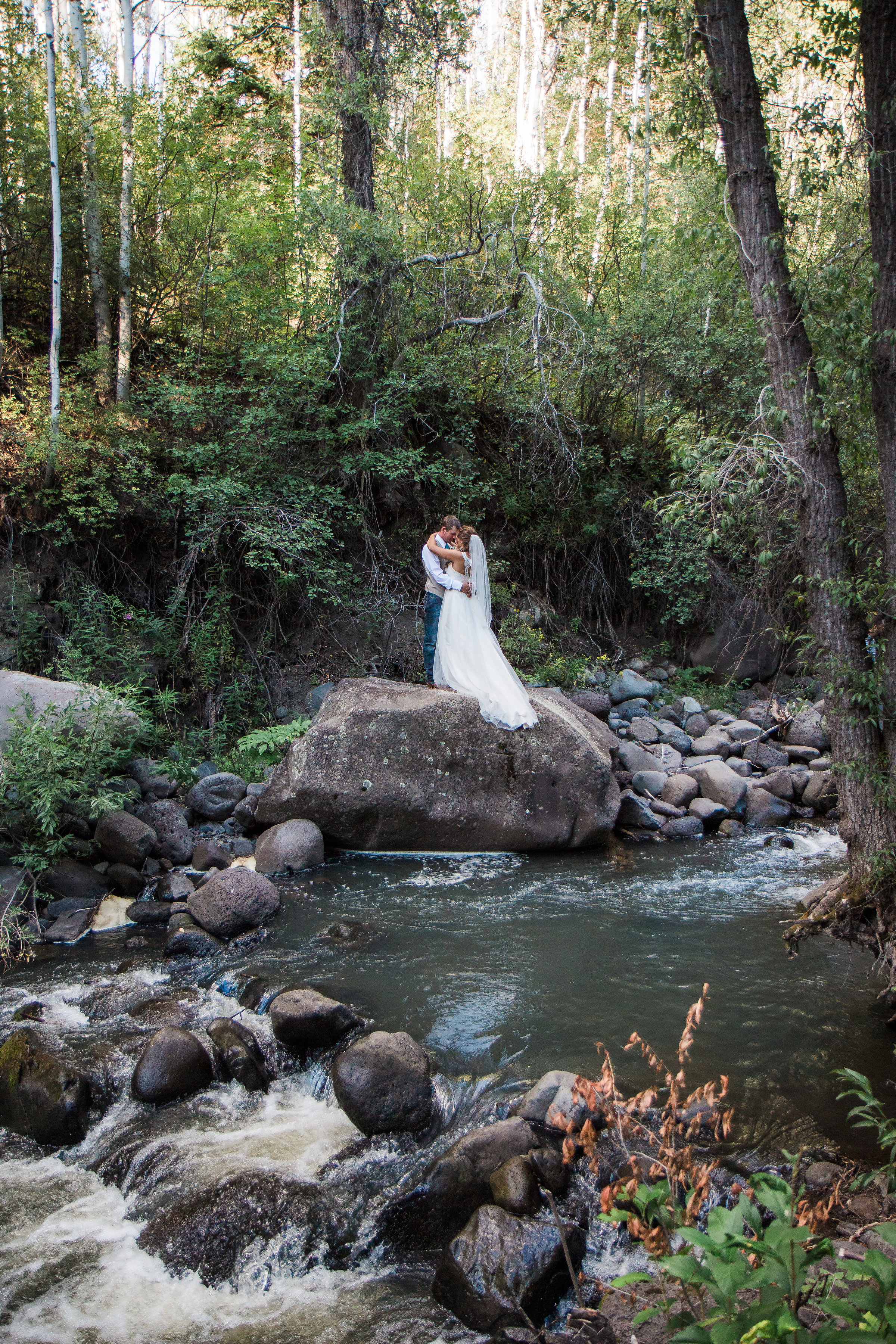 Bride Groom Mountain Forest Elopement