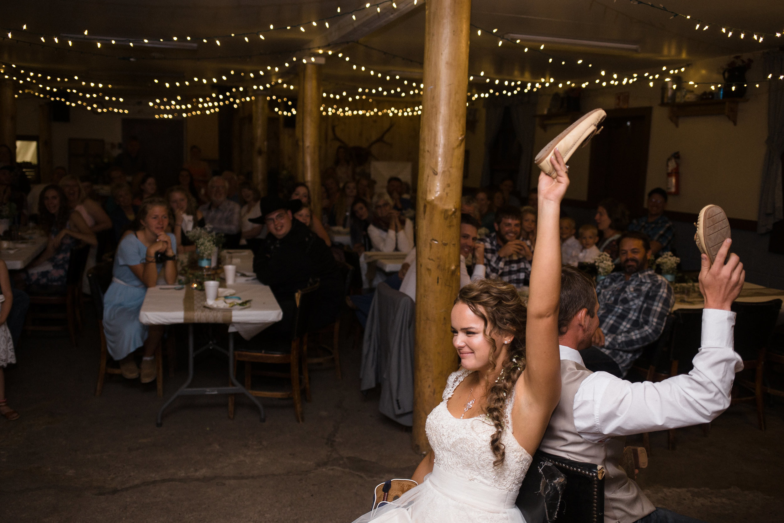 Shoe Game Bride Groom Mountain Cabin Reception