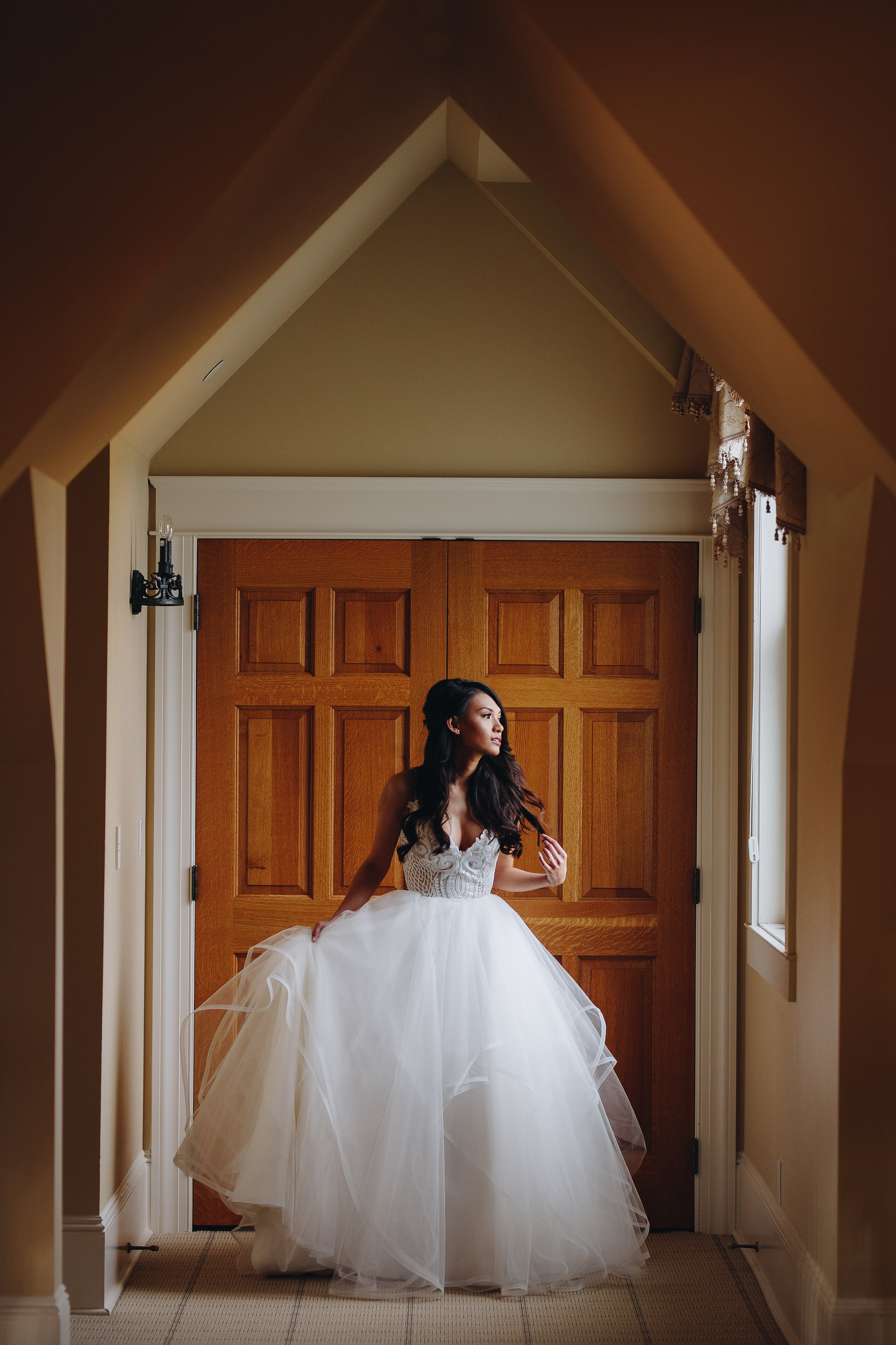 Indoor fine art bride portrait Flying Horse Ranch Colorado Springs wedding