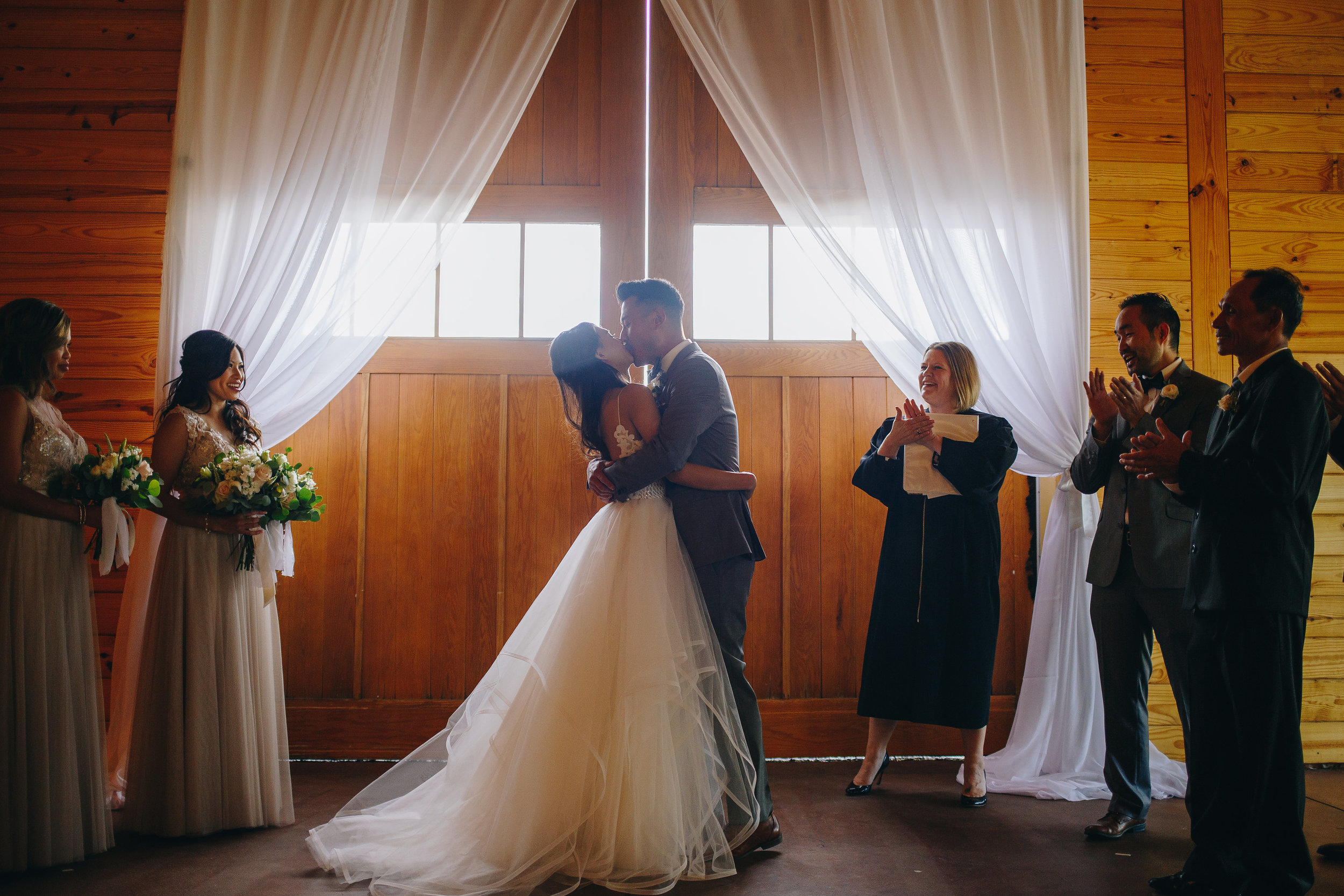 First kiss at ceremony fine art wedding in colorado Springs