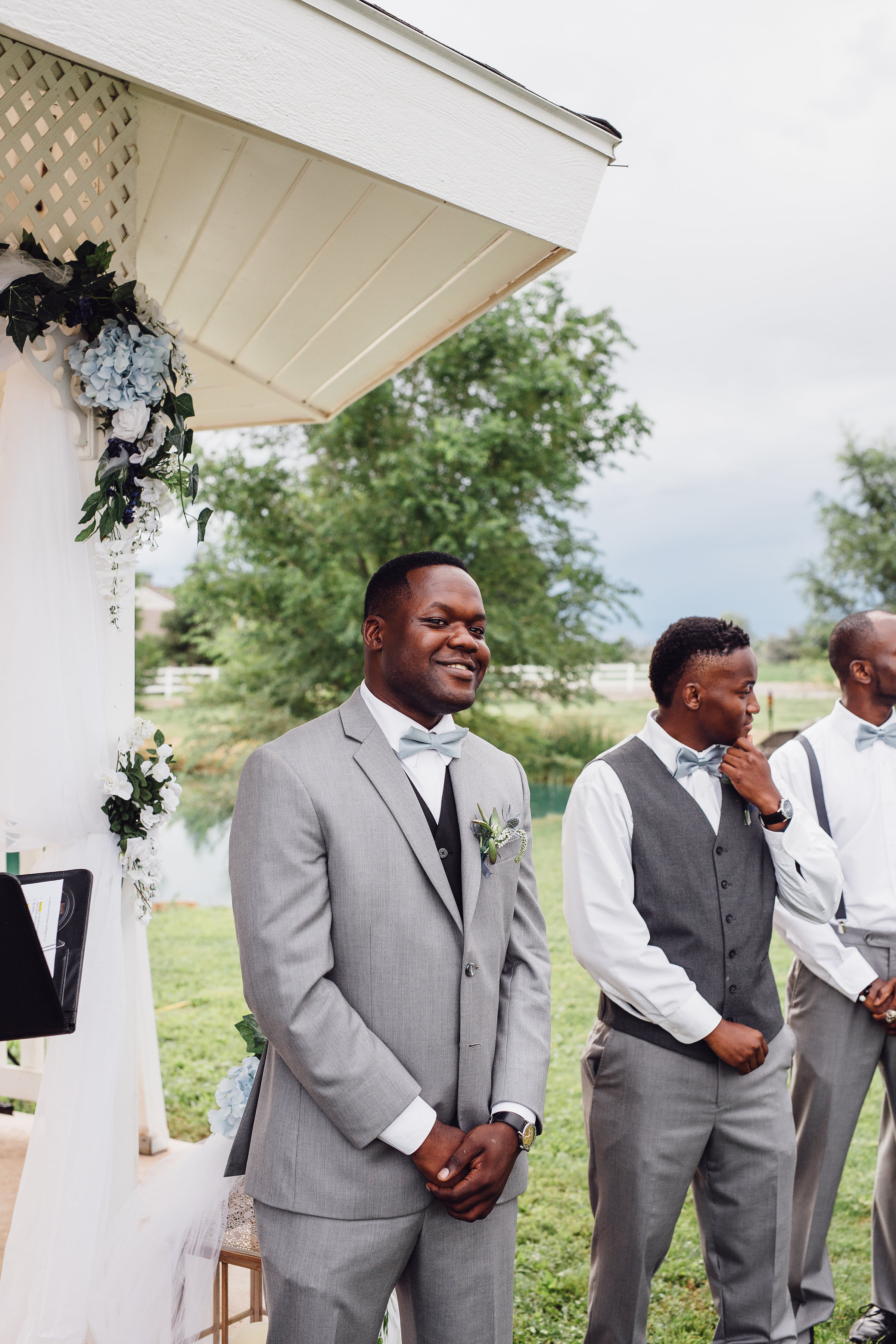 African-American Groom waiting for his bride