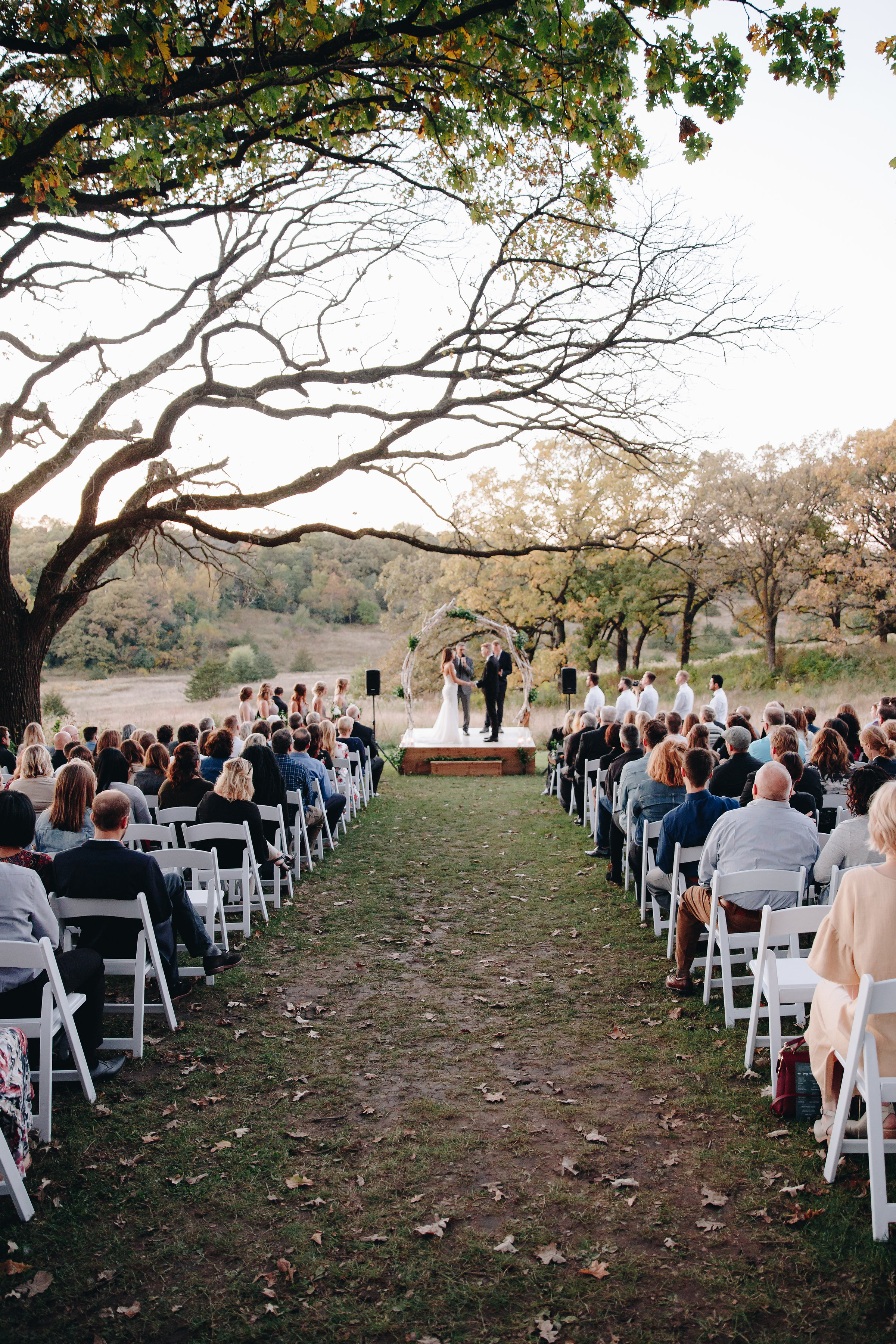 Beautiful outdoor ceremony after sunset in Minnesota