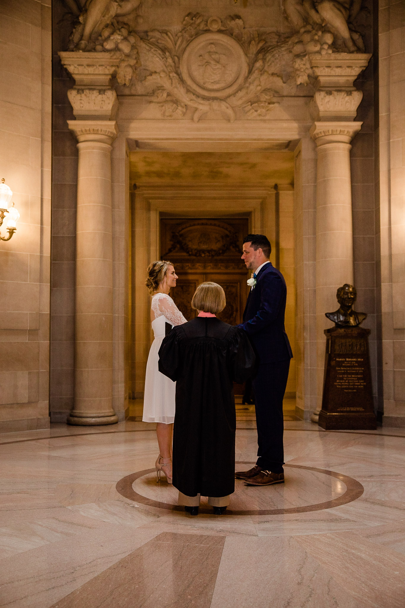 Bride and Groom during wedding ceremony at San Francisco City Hall