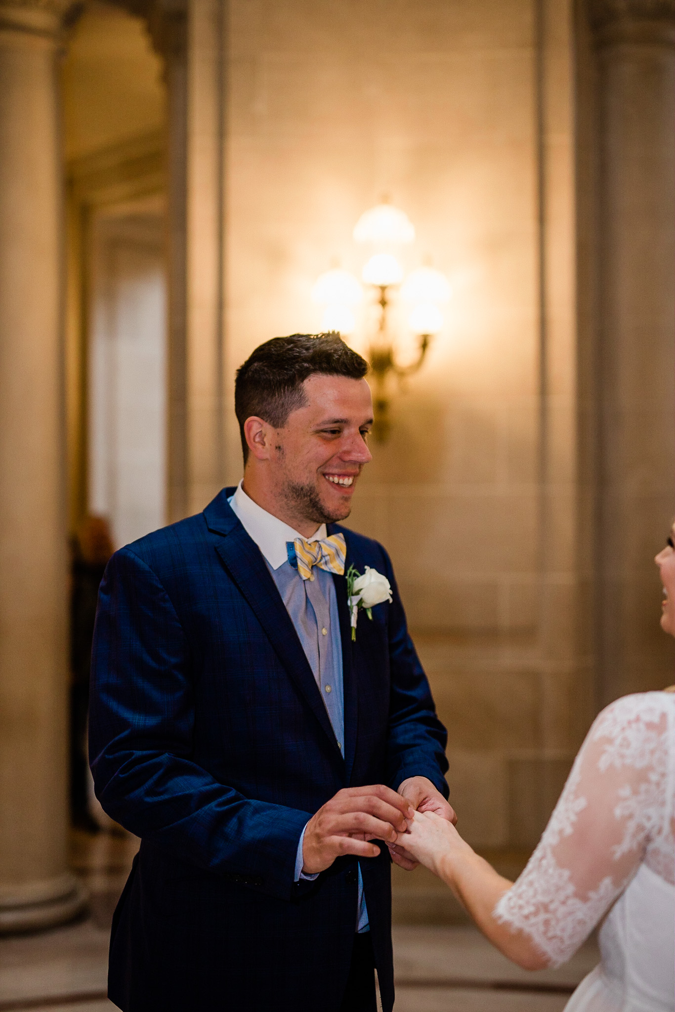 Bride and Groom during wedding ceremony at San Francisco City Hall