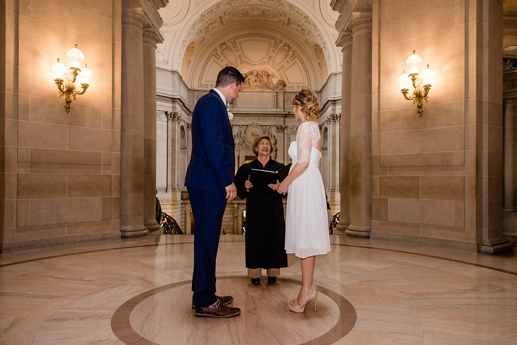 Bride and Groom during wedding ceremony at San Francisco City Hall