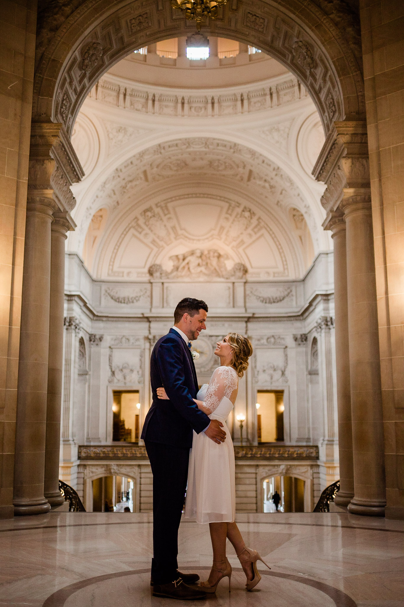 Bride and Groom during wedding ceremony at San Francisco City Hall