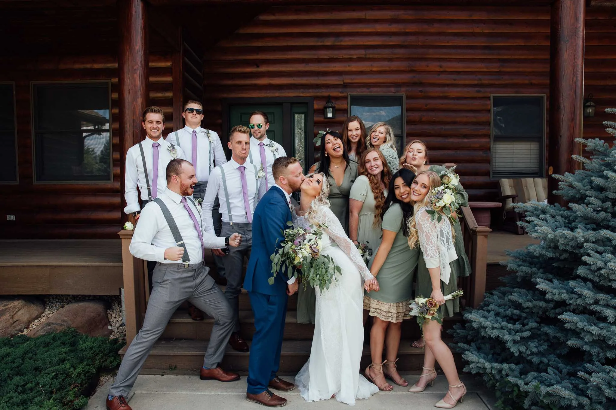 Fun wedding party portraits Midway Utah