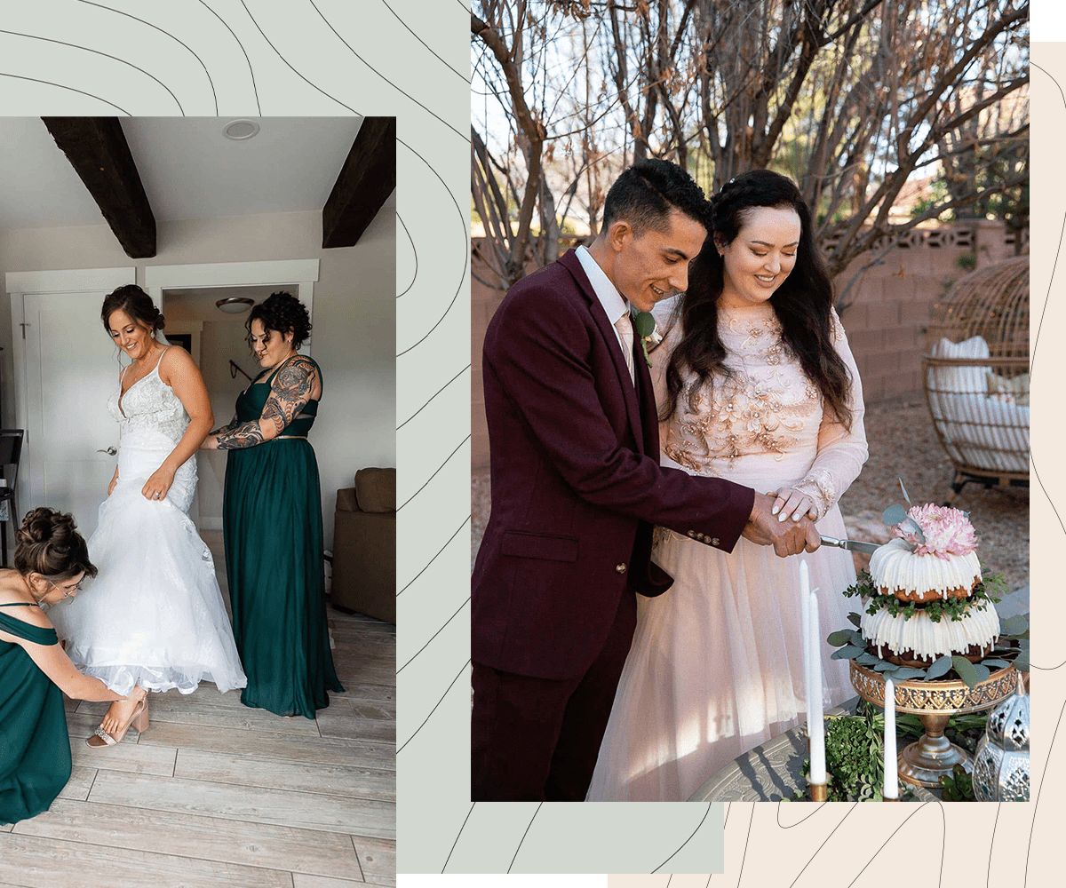 Collage of two images from destination weddings in Utah and Colorado