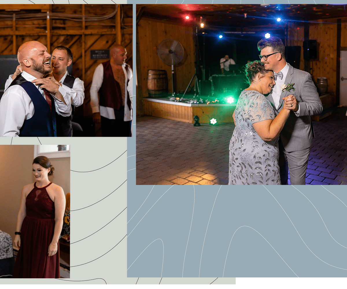 Groom dances with his mother during his destination wedding in Minnesota