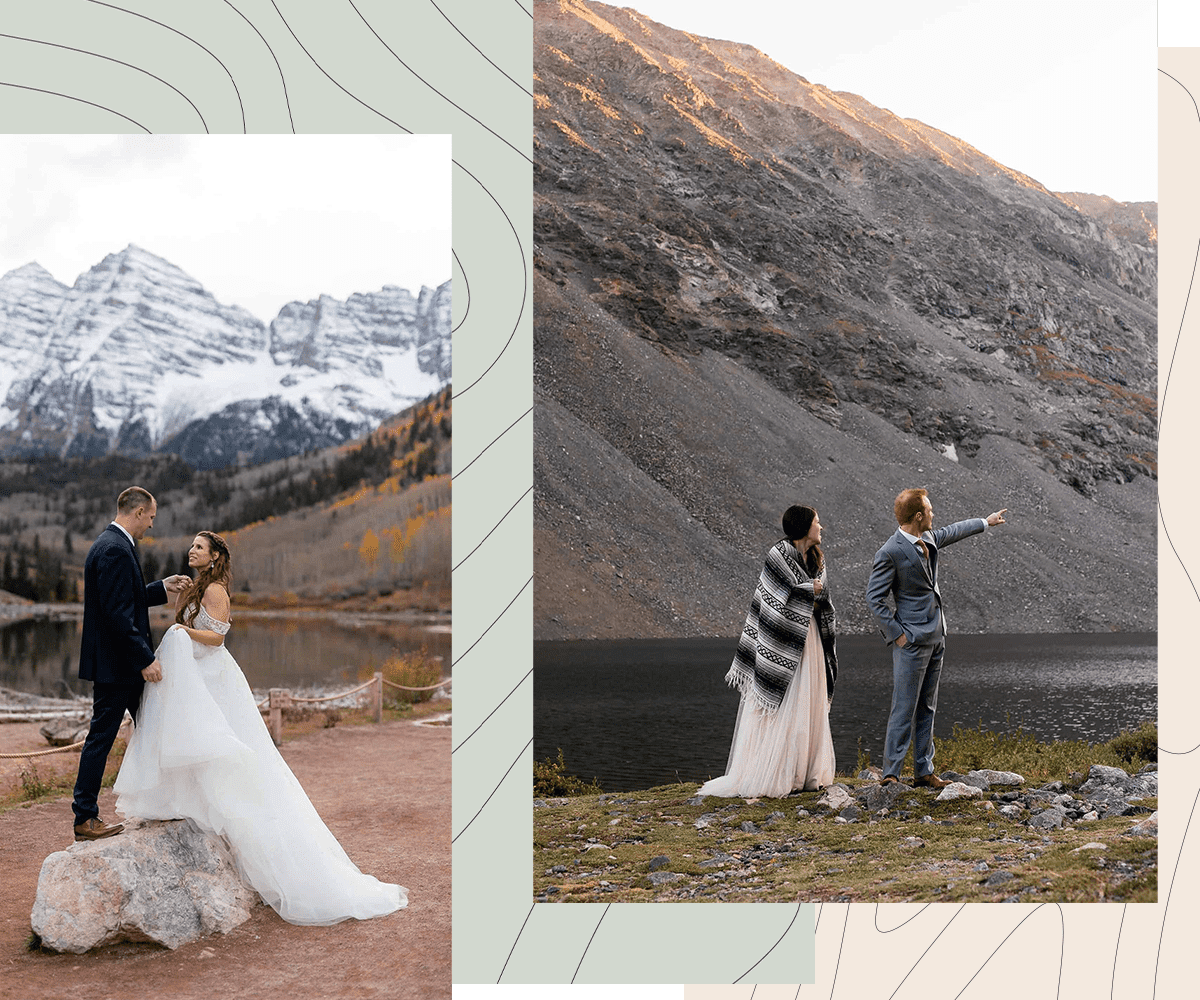 Two couples during their Rocky Mountain Wedding Portrait photoshoots in Colorado