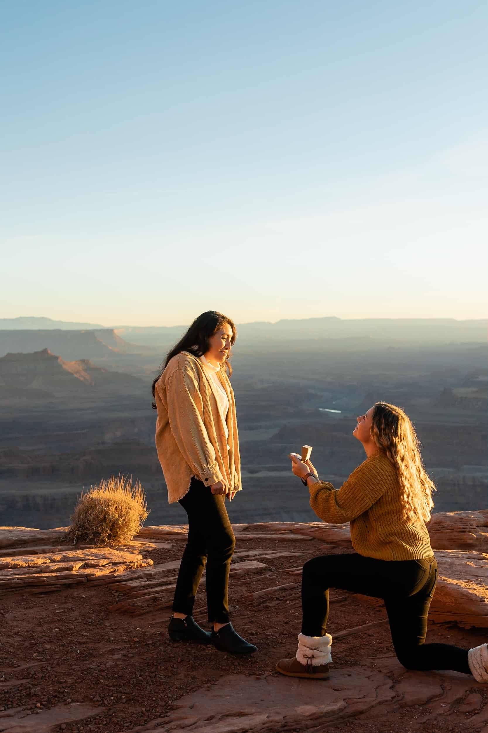 Lesbian couple proposal photos in Moab Utah