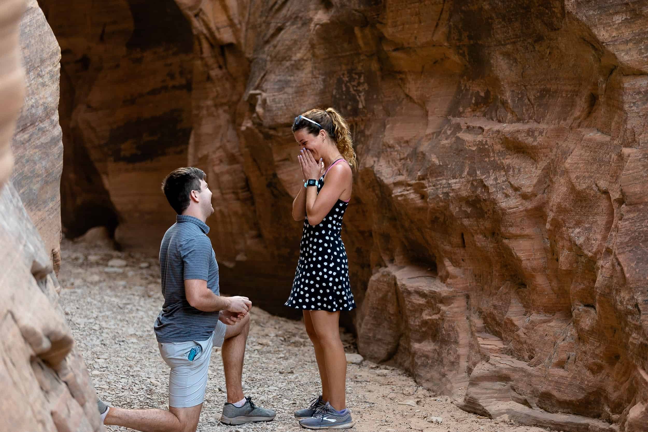 Surprise Proposal Photographer in Zion National Park, UT