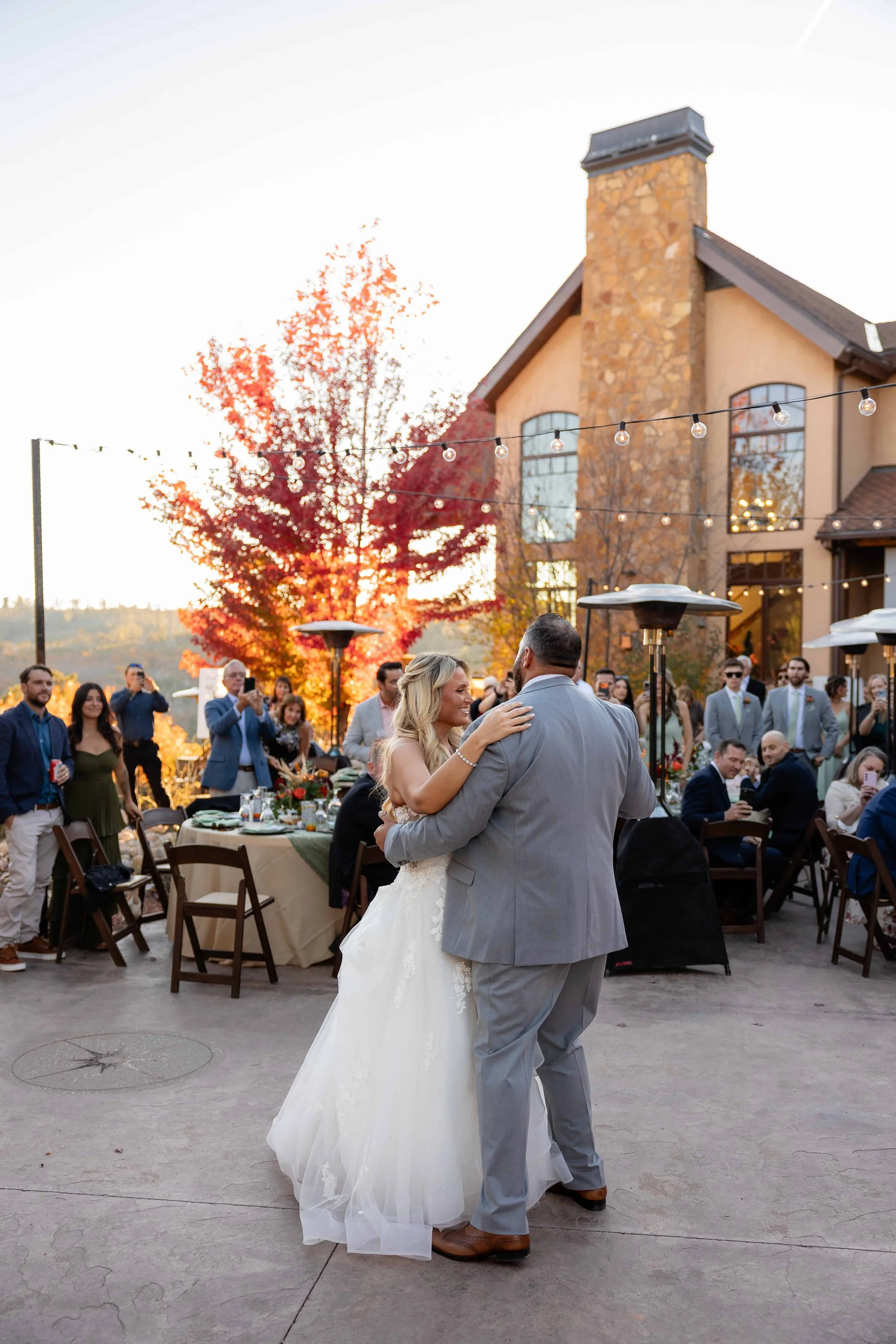 bride and groom share first dance at zion fall wedding reception
