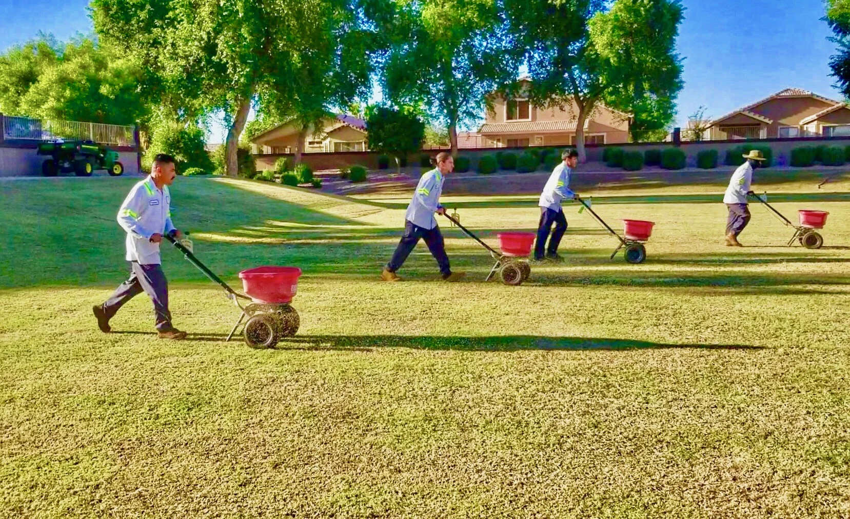  Overseeding is in full force! Our crews are out putting down over 200,000 pounds of seed in our Homeowners Associations across the valley this week. #ProQualLandscaping #ProQualStyle #ProQualGreen #Overseed 