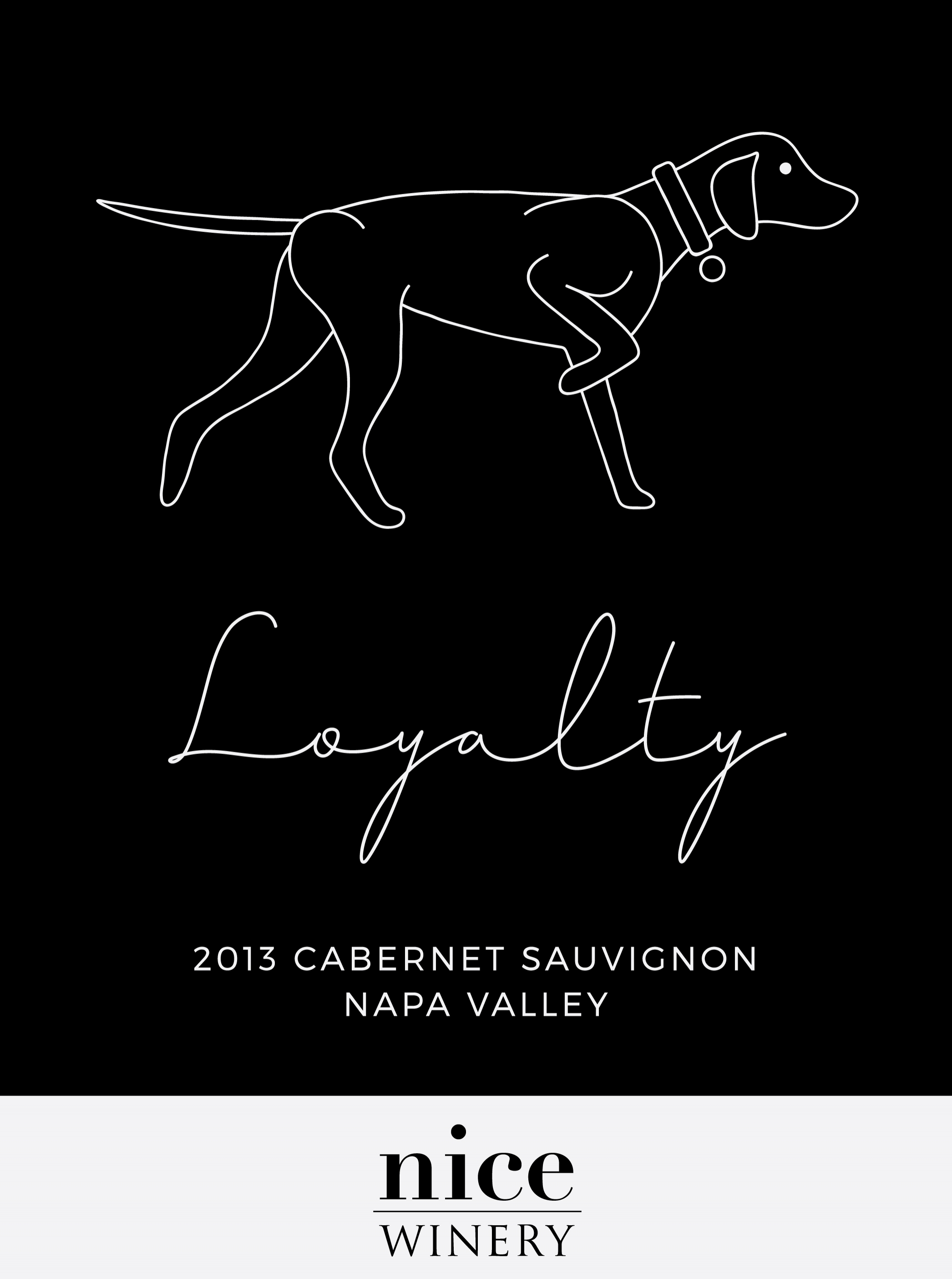 Label for Nice Winery's limited run 2013 Cabernet Sauvignon, "Loyalty"