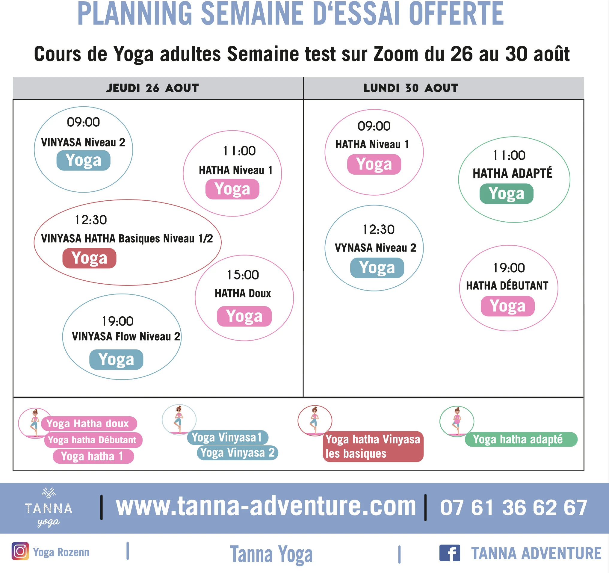La rentrée se prépare avec @yogarozenn envie de vivre l'aventure ? offre d'essai d'une semaine de cours de yoga tous niveaux en connecté 