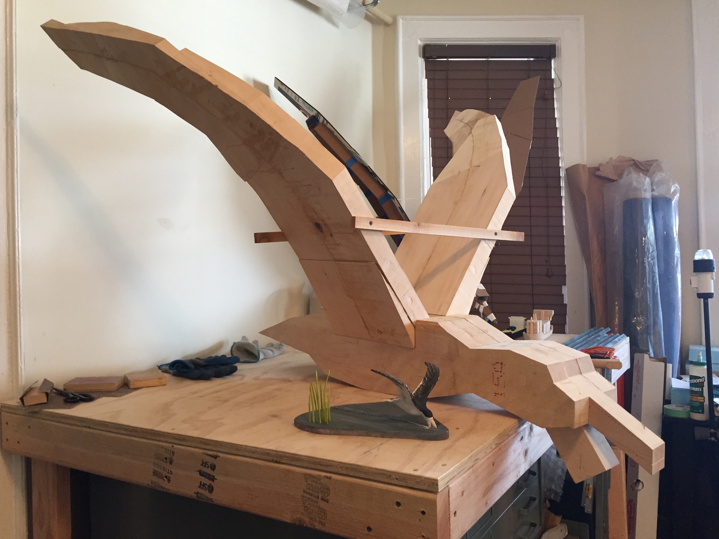 A chunky, blocky version of the skimmer begins to take shape after the parts are assembled.