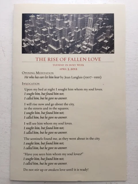 An image of the Tower of Babel used in the National Cathedral's daily bulletin