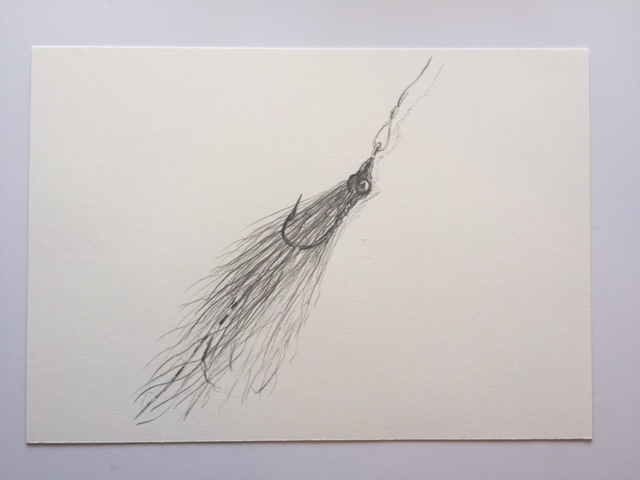 Clouser Minnow, pencil on paper, 7" x 10"