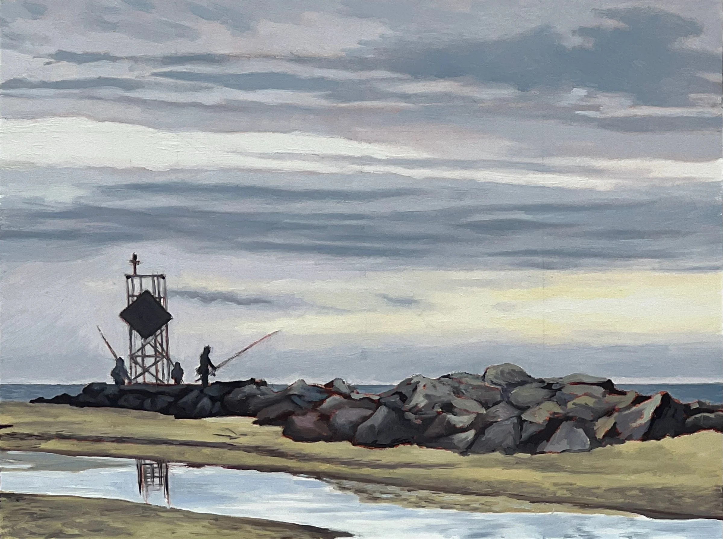 Surfcasters at Silver Point (study) I oil on panel I 6" x 8" I 2025