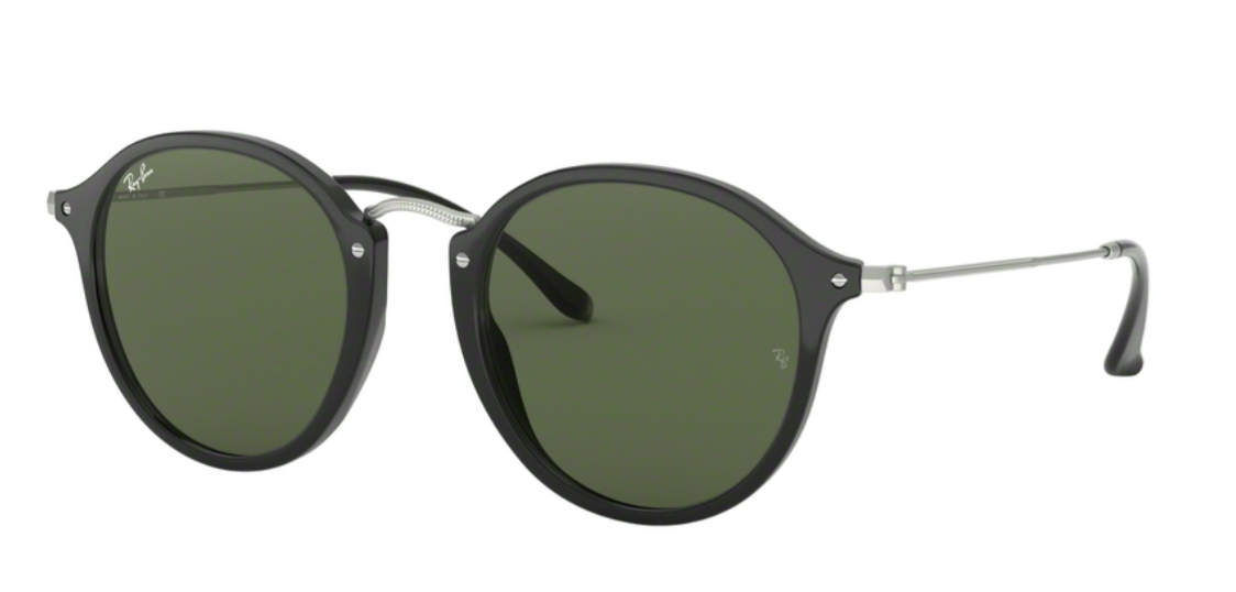 Ray Ban - Round - 2447 901 49-21 - Black - Crystal Green.png