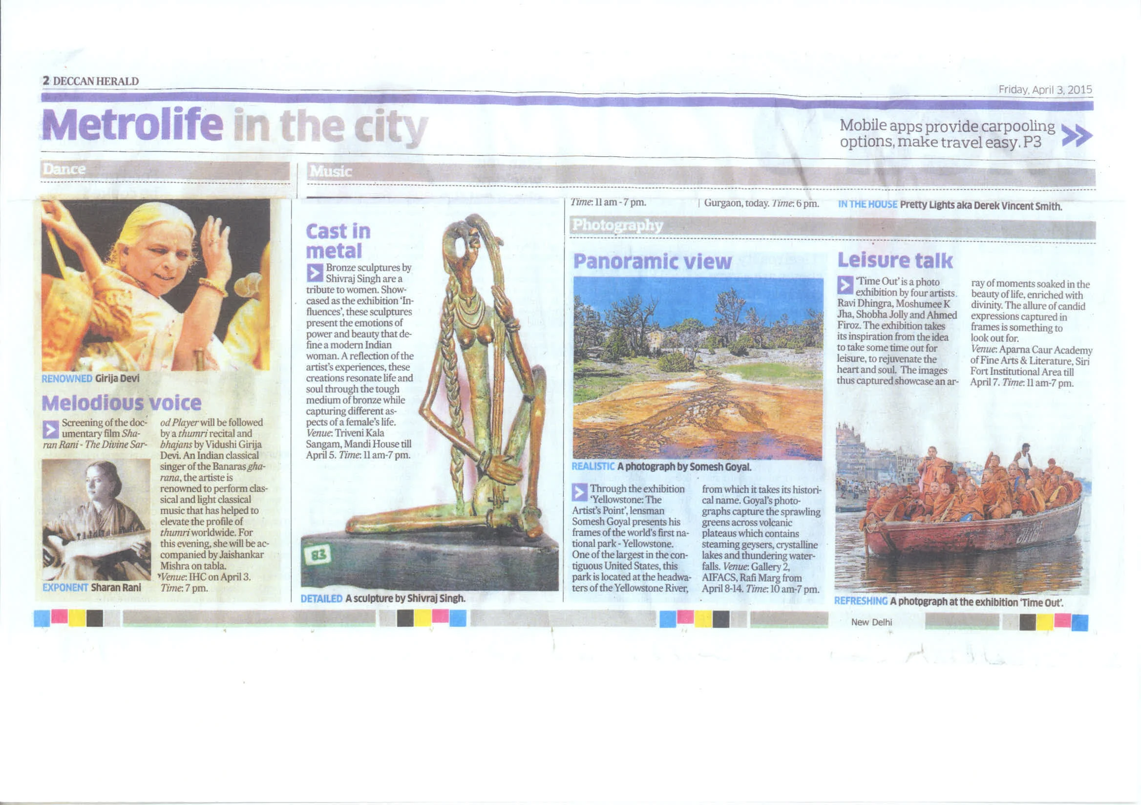'Time Out' Covered by The Deccan Herald Newspaper