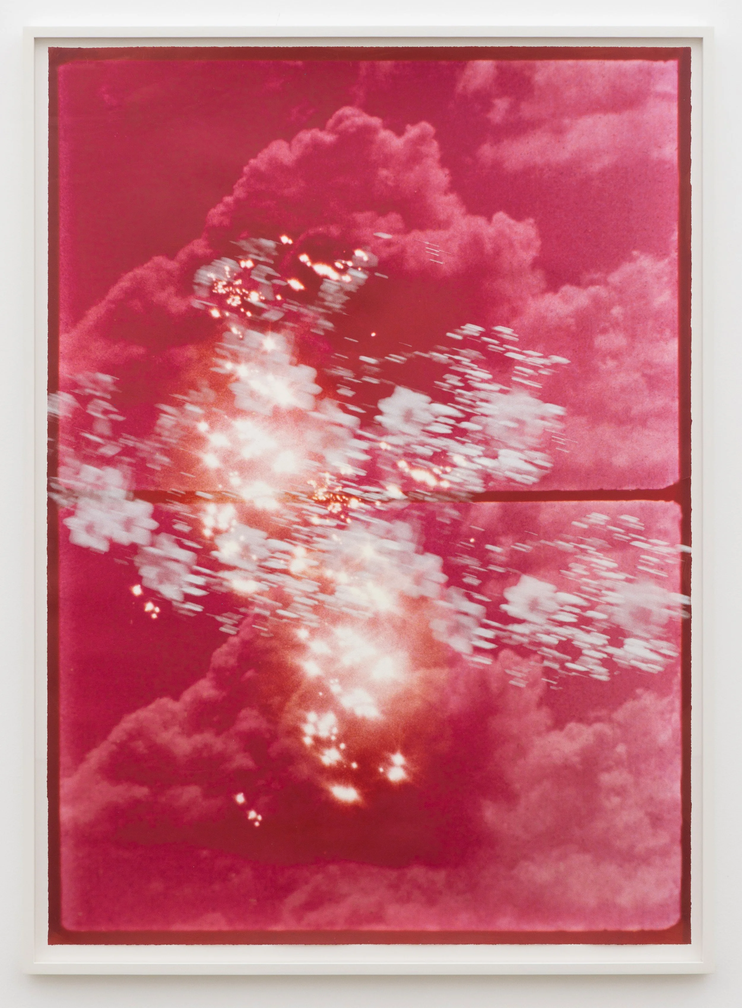  Past Pleasure  2026. Colour reversal film on velvet paper, unique acrylic screenprint, varnish 175 x 125 cm. 