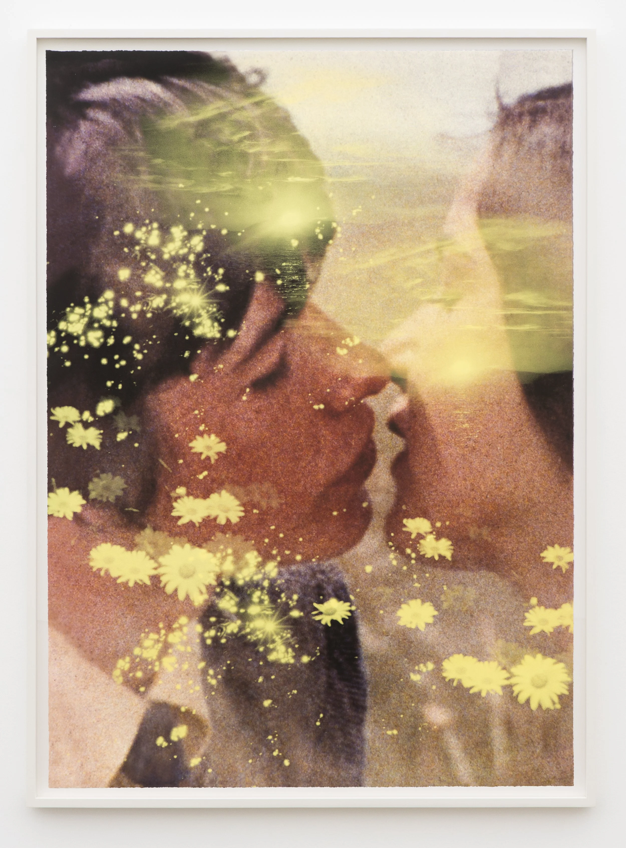  Kiss (Return)  2026. Colour reversal film on velvet paper, unique acrylic screenprint, 175 x 125 cm. 