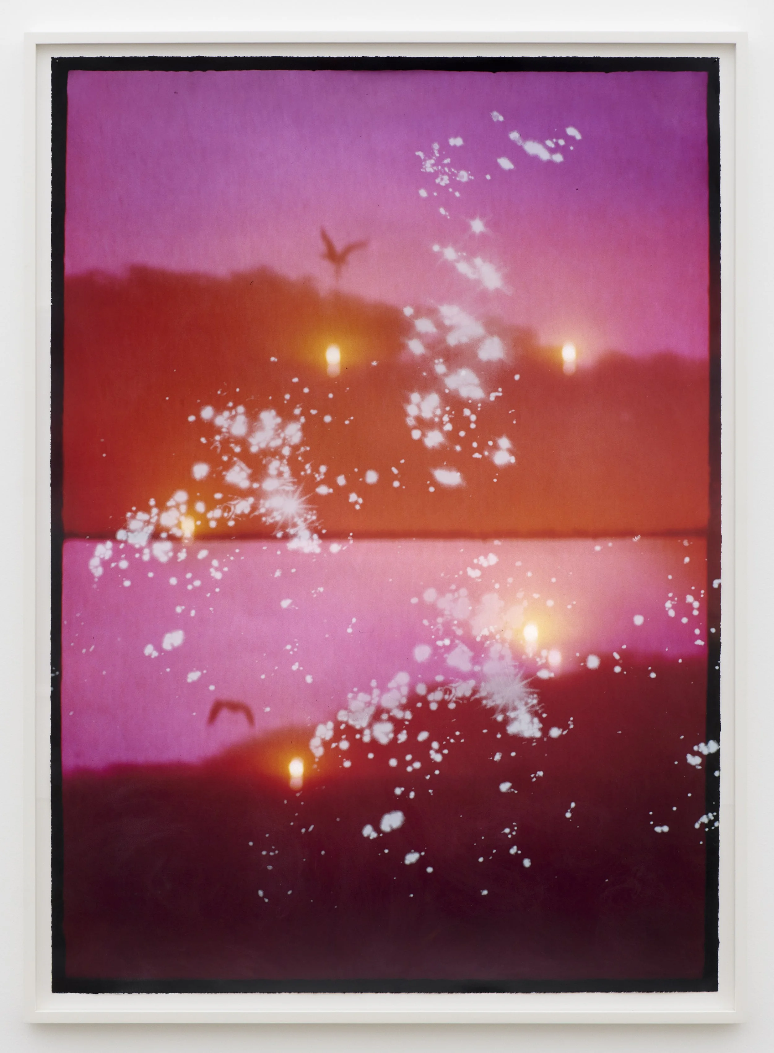  Early Evening  2025. Colour reversal film on velvet paper, unique acrylic screenprint, varnish 175 x 125 cm. 