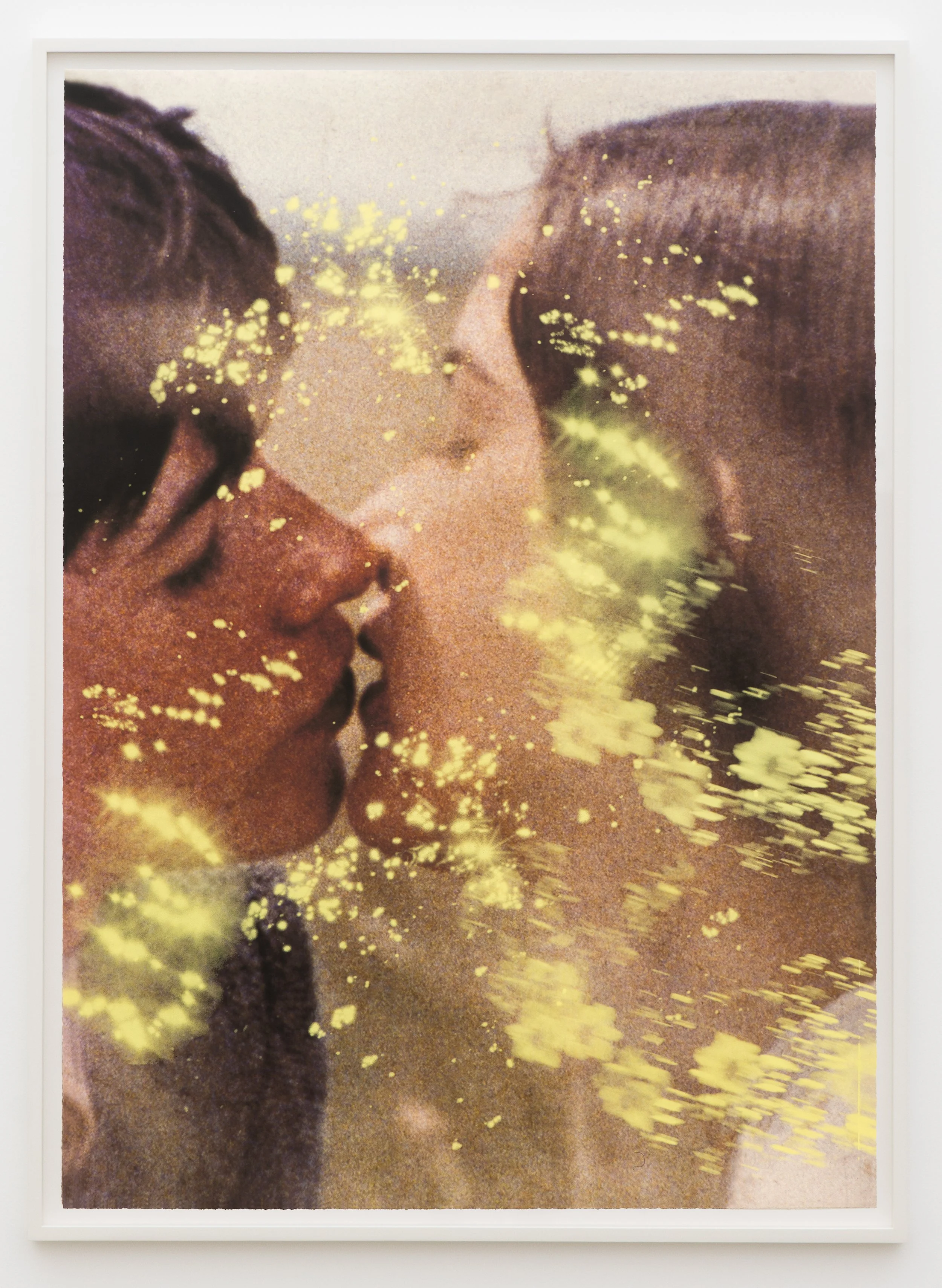 Kiss (Return) #2  2026. Colour reversal film on velvet paper, unique acrylic screenprint, 175 x 125 cm. 