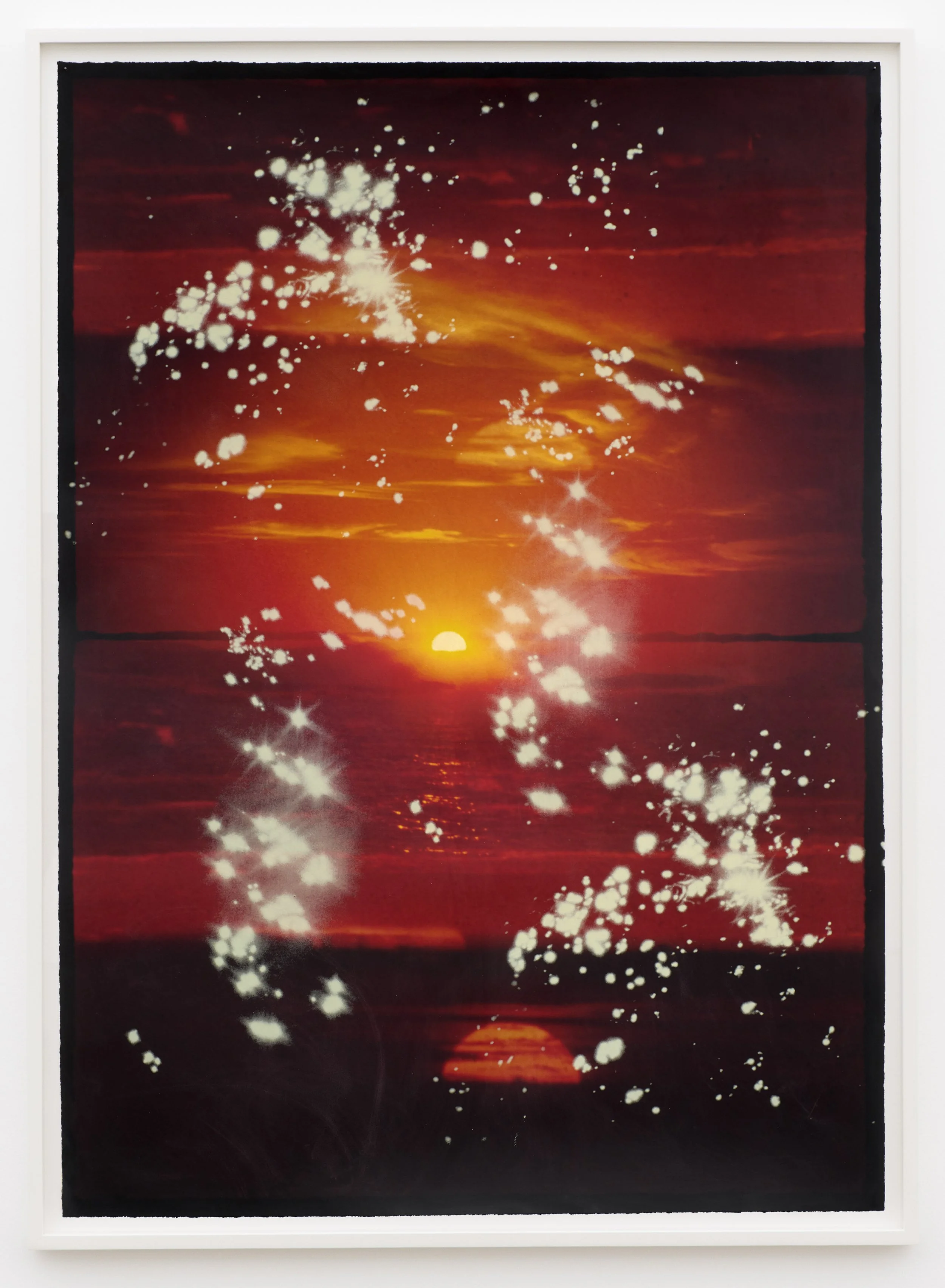  True Love at Dawn  2025. Colour reversal film on velvet paper, unique acrylic screenprint, varnish 175 x 125 cm. 