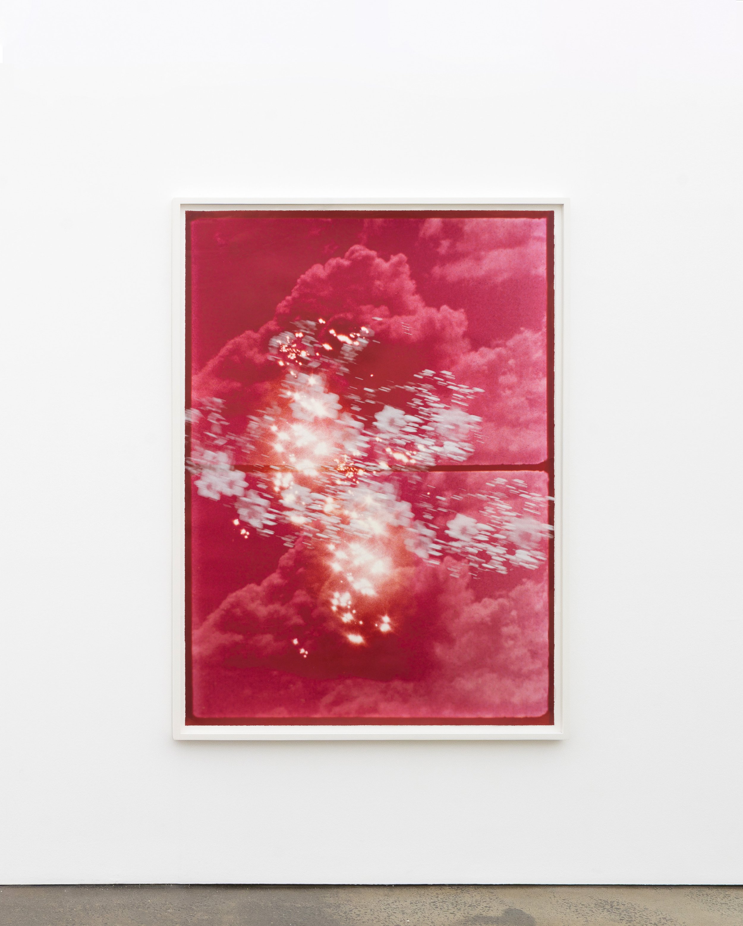  Past Pleasure  2026. Colour reversal film on velvet paper, unique acrylic screenprint, varnish 175 x 125 cm. 