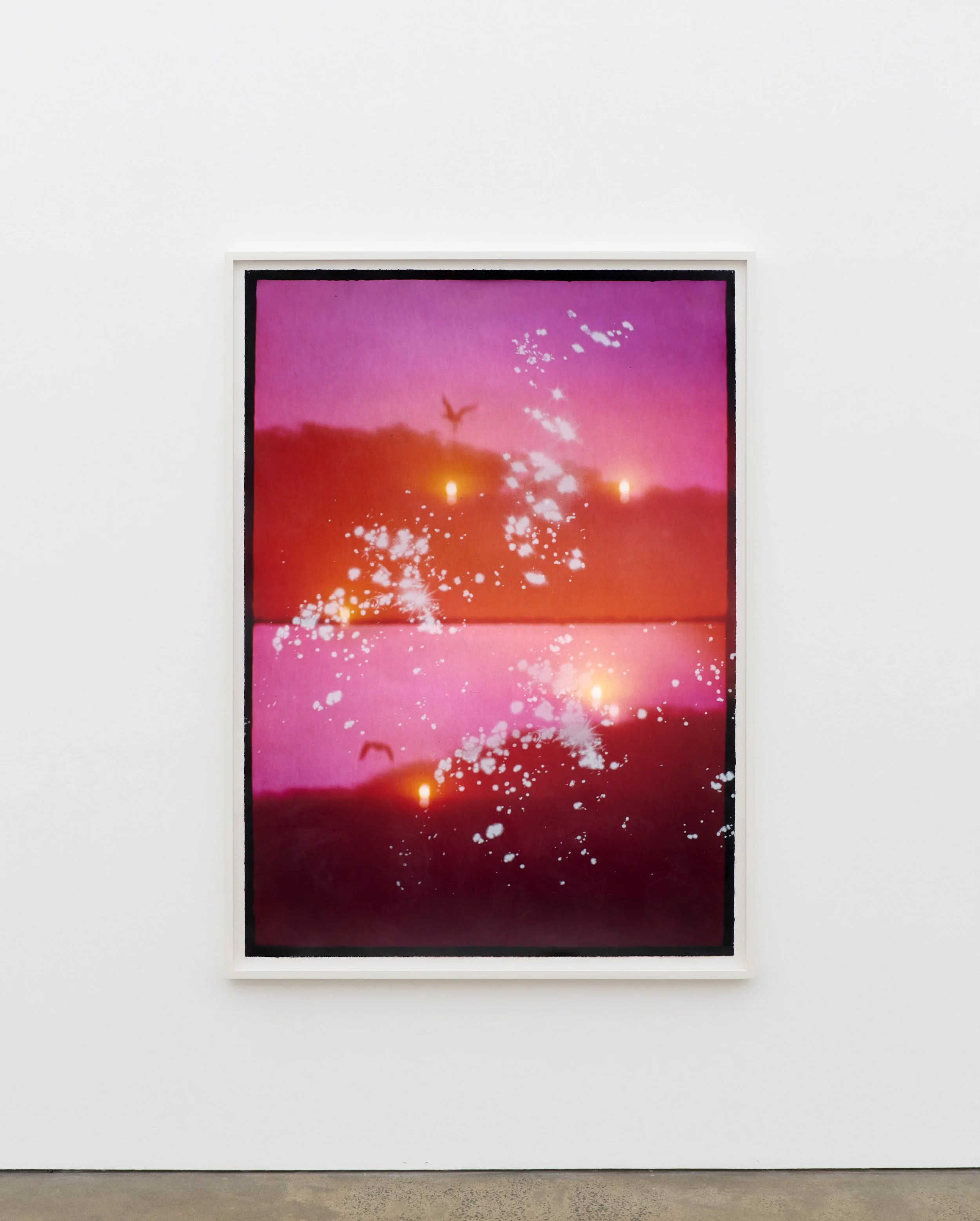  Early Evening  2025. Colour reversal film on velvet paper, unique acrylic screenprint, varnish 175 x 125 cm. 