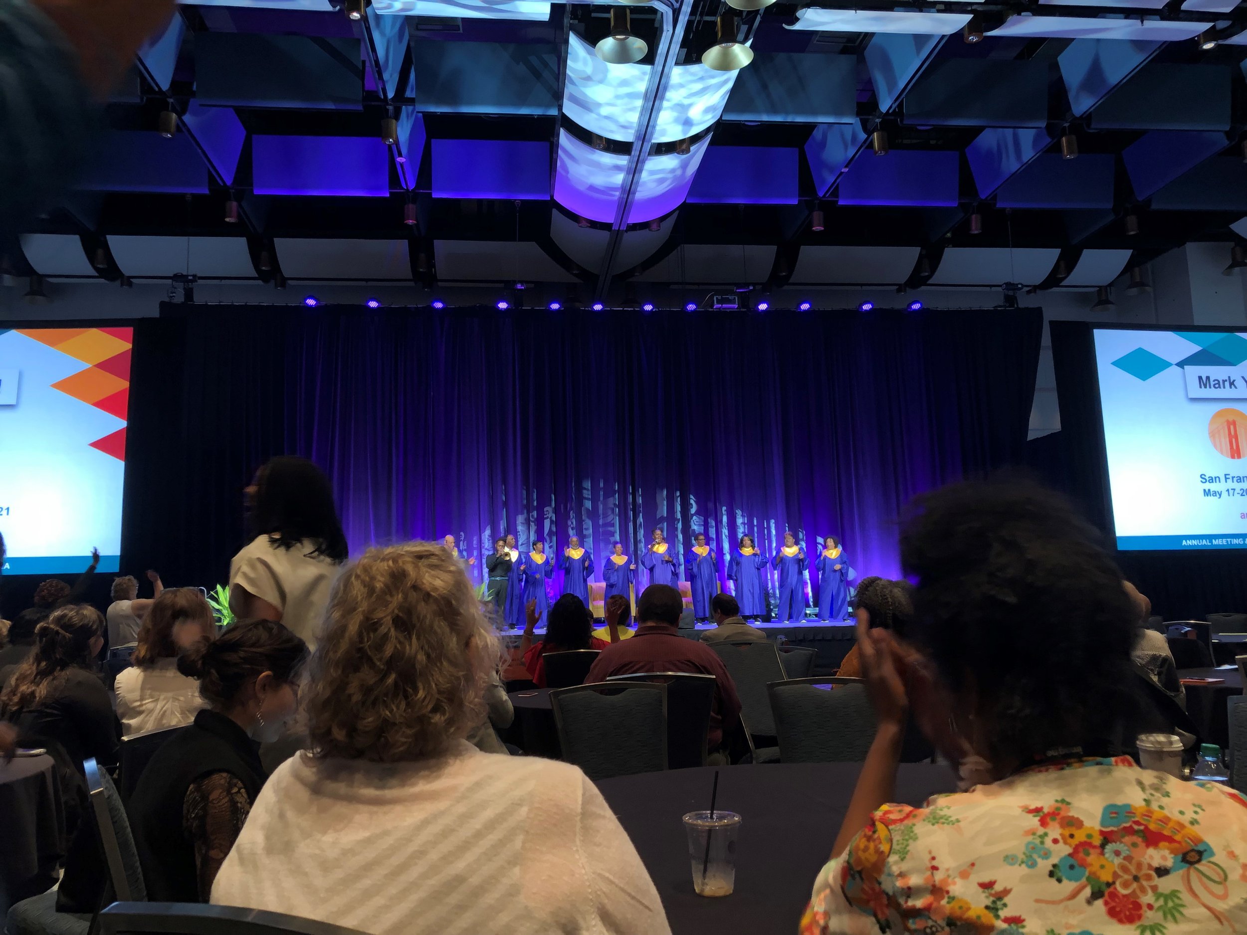 a local gospel choir kicked off the keynote speaker session