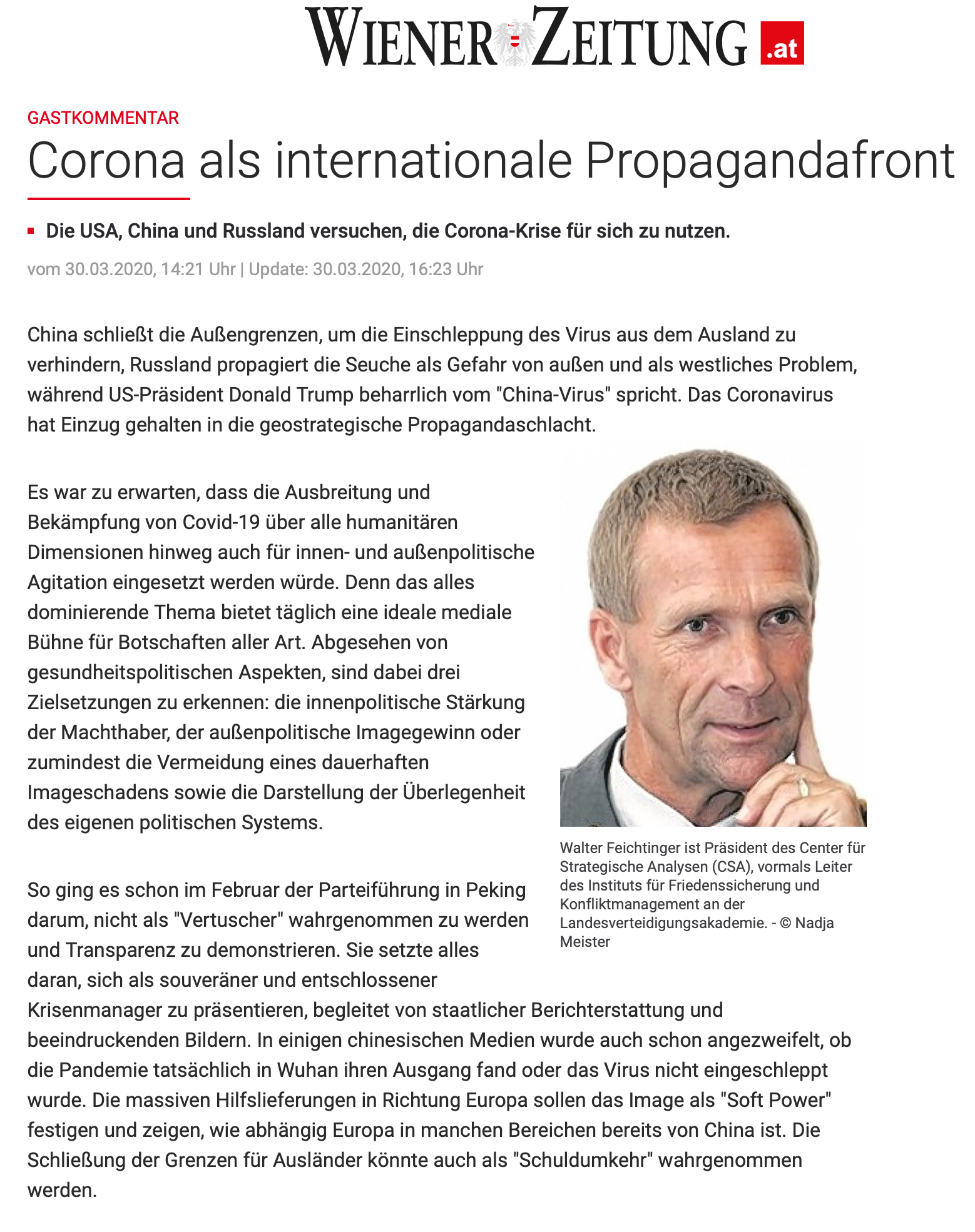 Corona als internationale Propagandafront