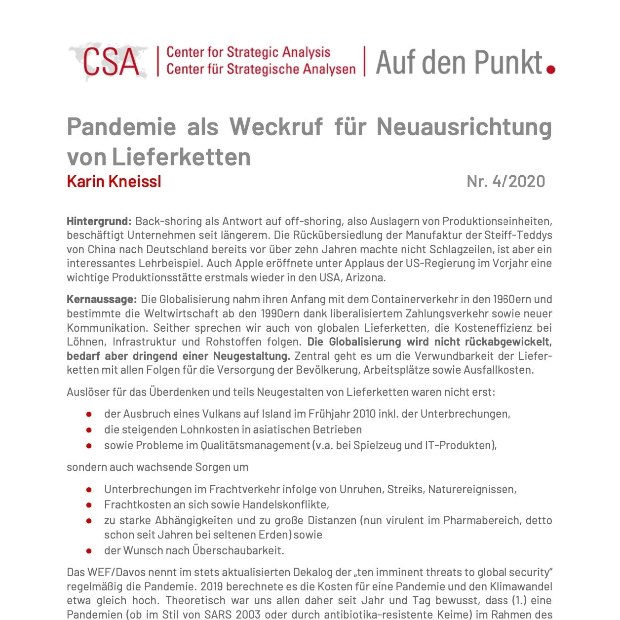 Pandemie als Weckruf für Neuausrichtung von Lieferketten