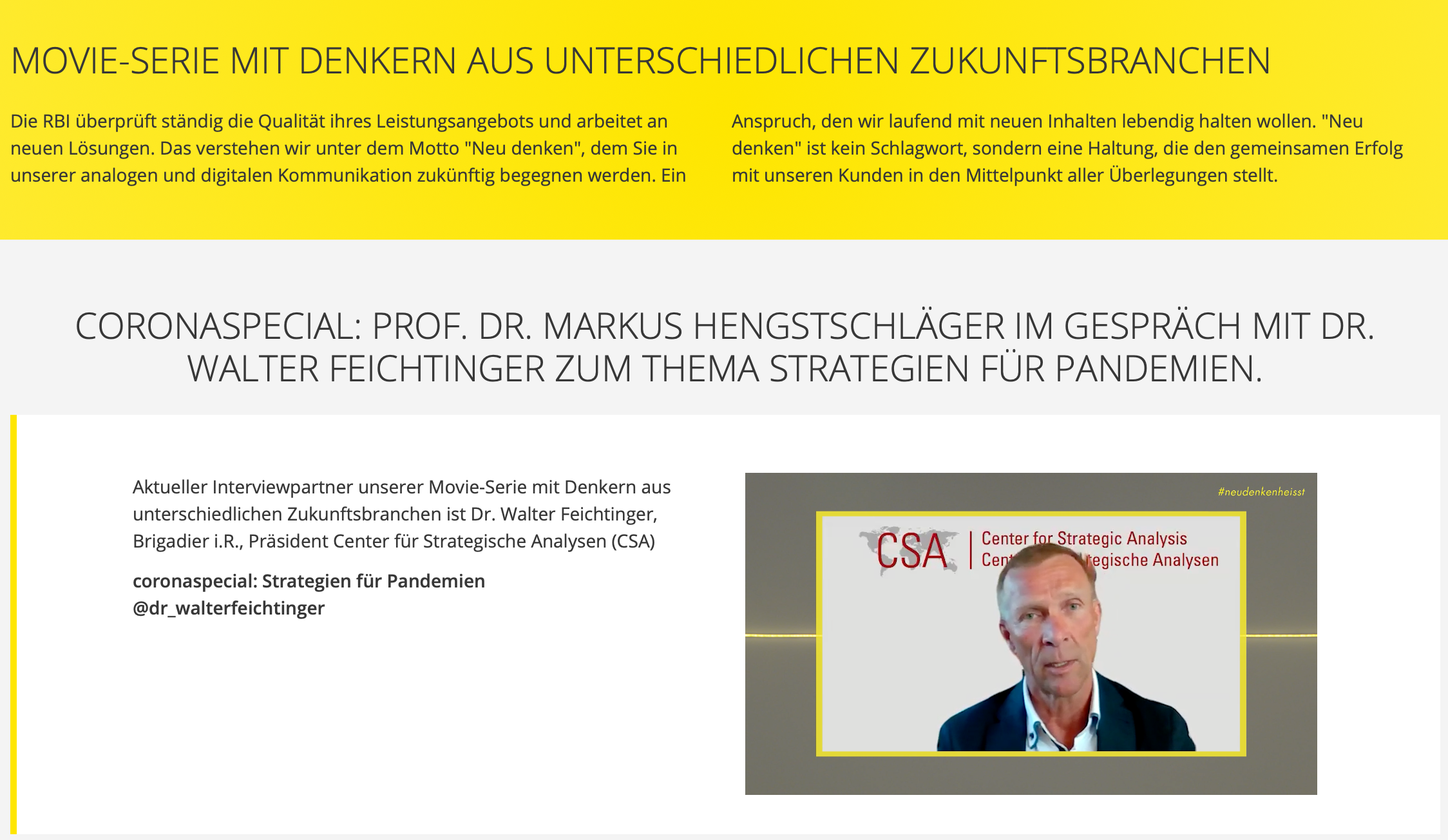 #neudenkenheisst – Coronaspecial mit Bgdr i.R. Dr. Feichtinger