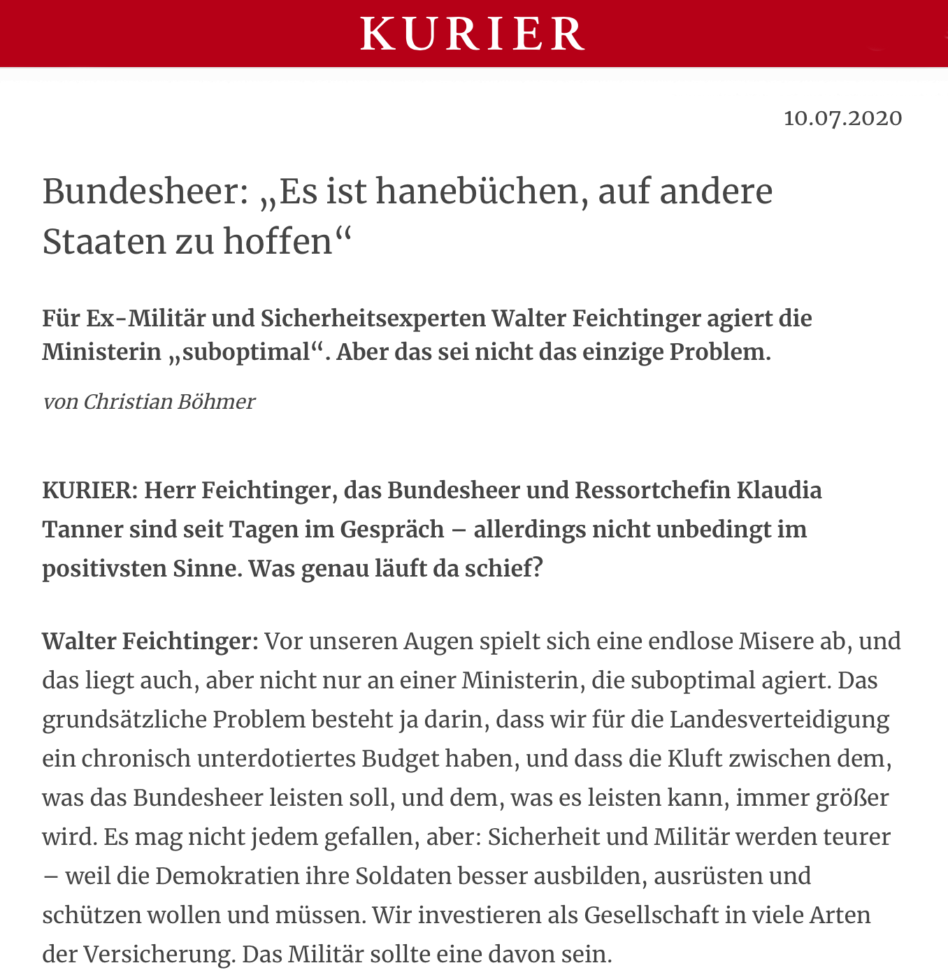 „Es ist hanebüchen, auf andere Staaten zu hoffen“