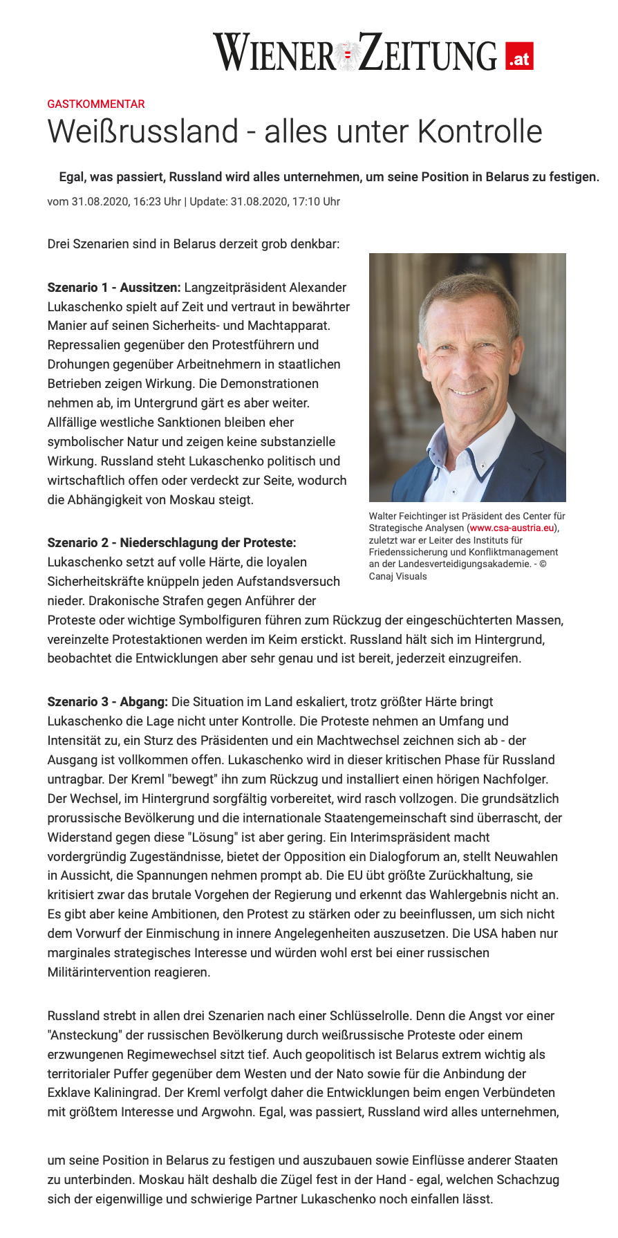 Weißrussland - alles unter Kontrolle