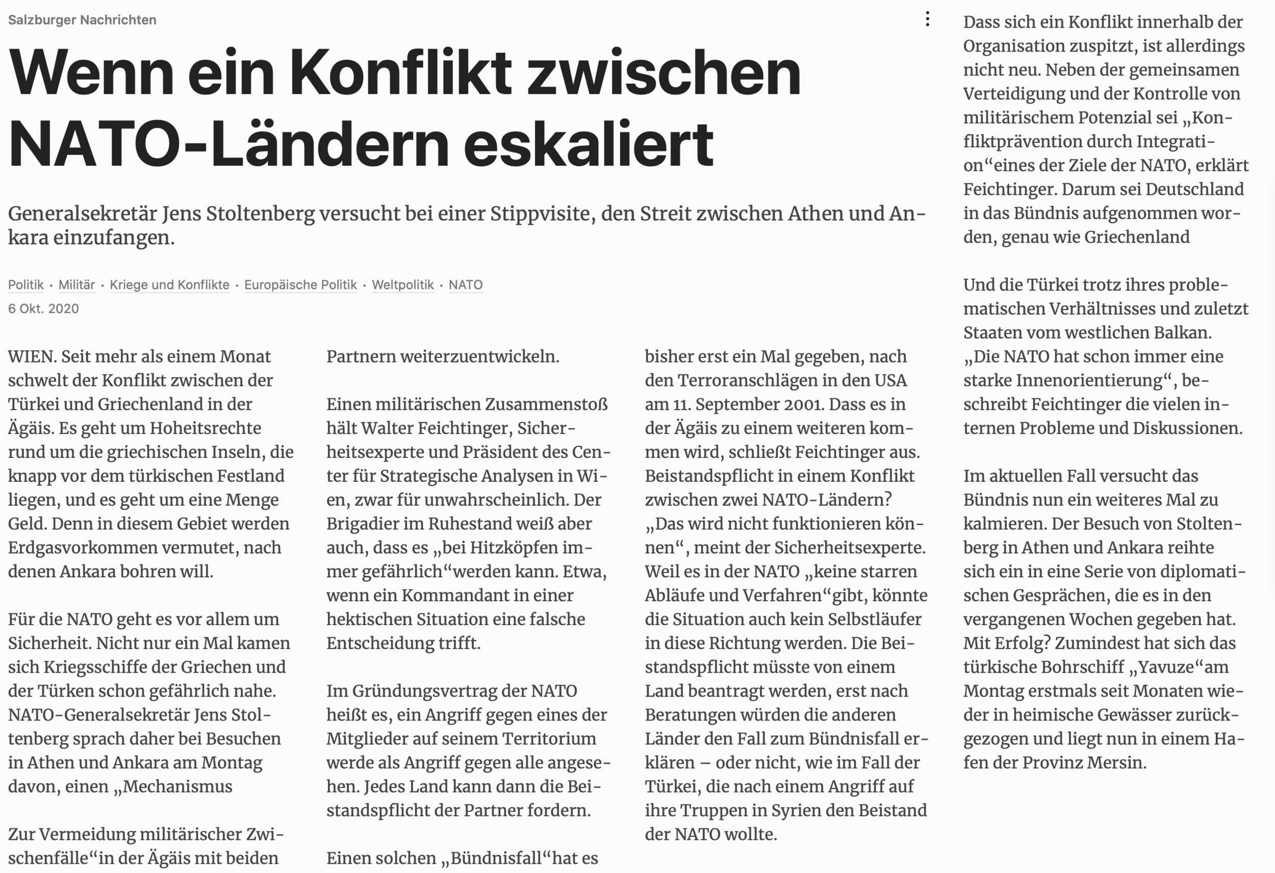 Wenn ein Konflikt zwischen NATO-Ländern eskaliert