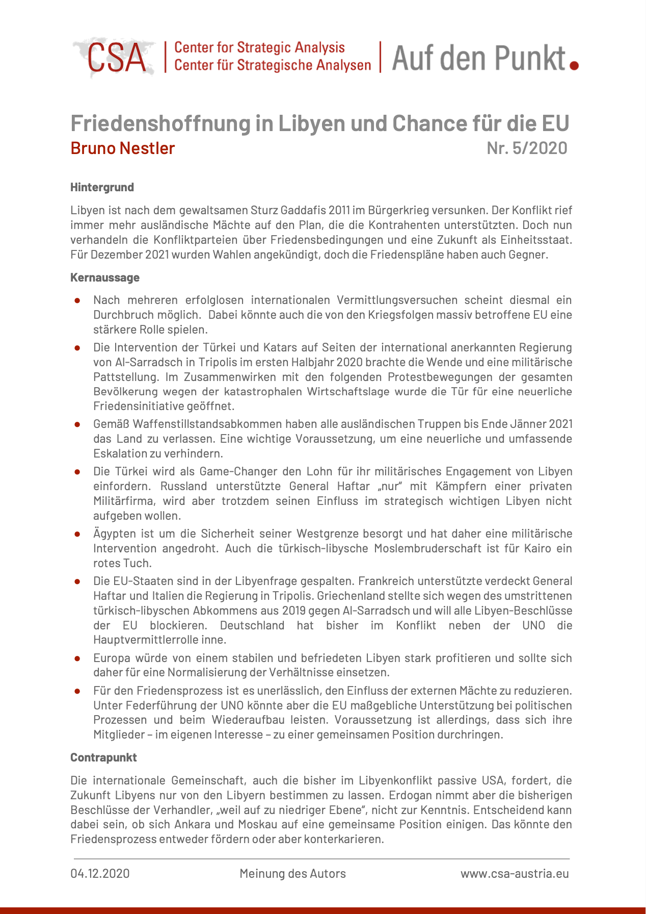 Friedenshoffnung in Libyen und Chance für die EU