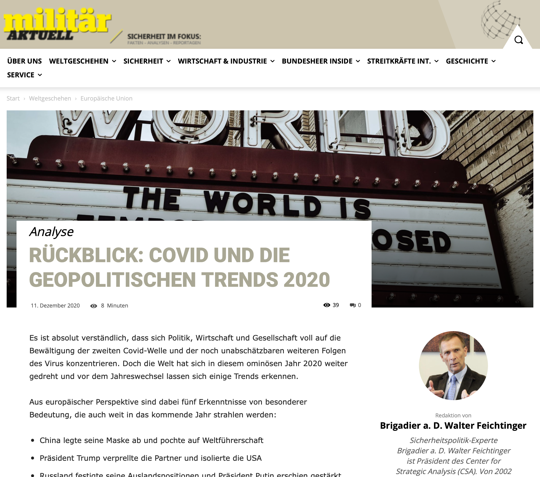 COVID und die geopolitischen Trends 2020