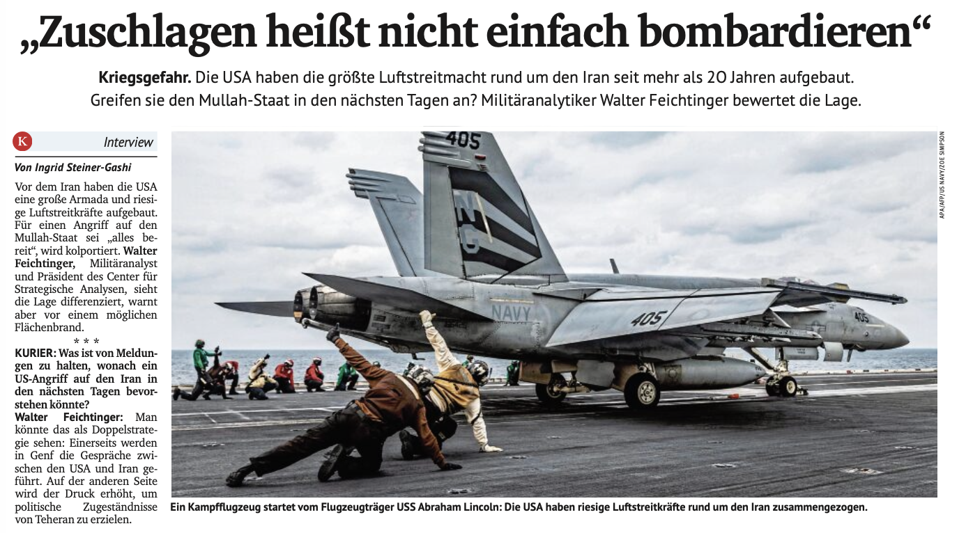 Feichtinger im Kurier zum US-Truppenaufbau im Nahen Osten