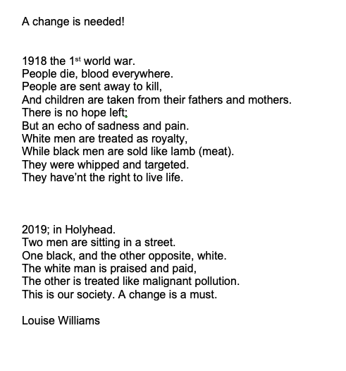 Louise Williams - Ysgol Gyfun Gwynllyw - Torfaen - Creative Writing Category - (English translation)