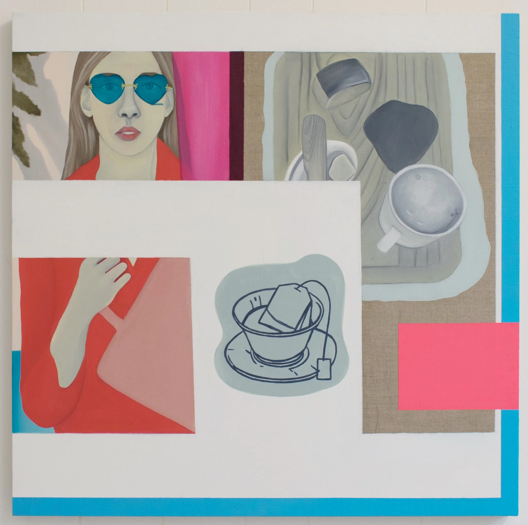   Taiki Tea-time , Oil, Acrylic, on Linen, 88 x 88 cm 