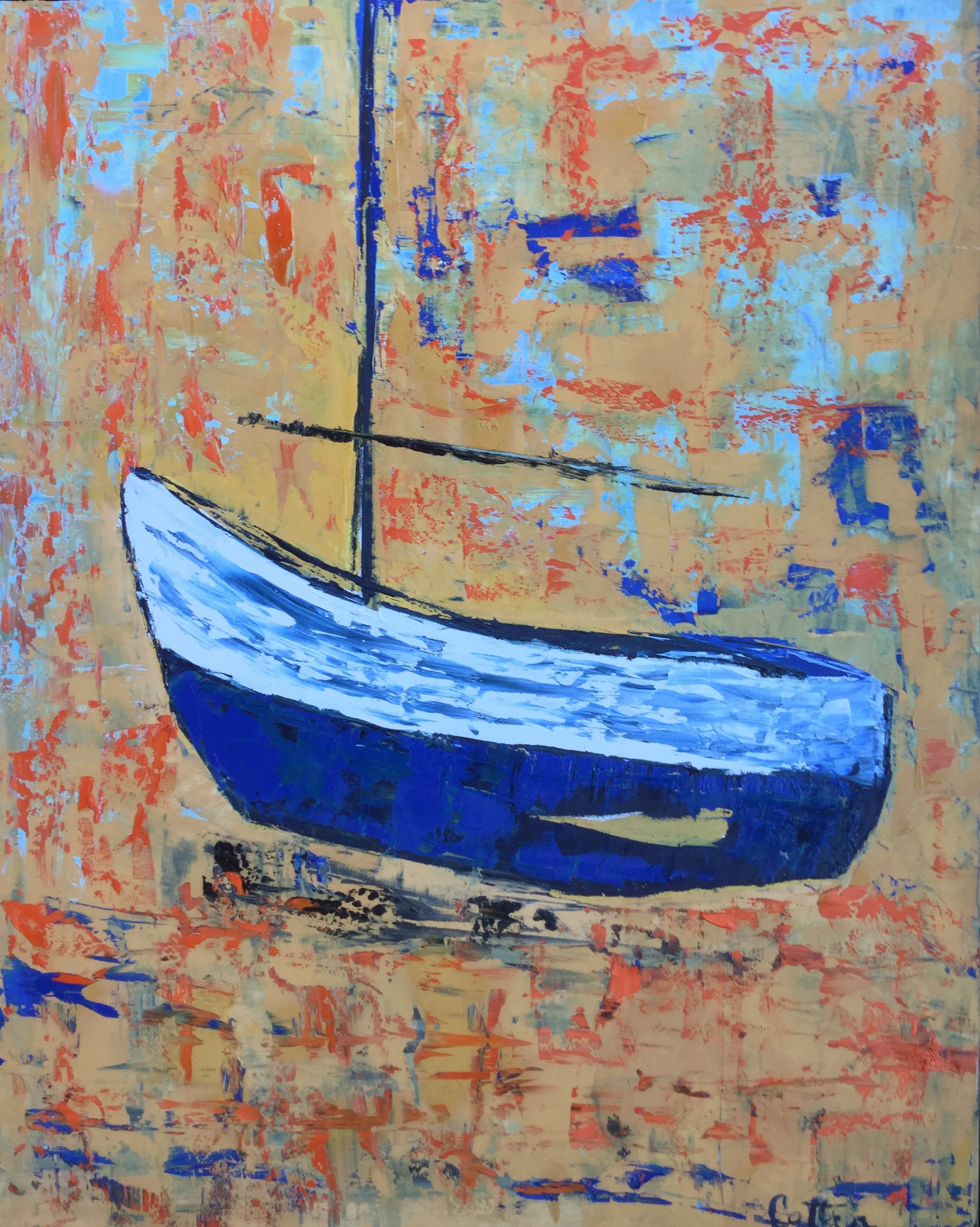 SOLD, SPANISH BARCA, 16" x 20", OIL ON PANEL