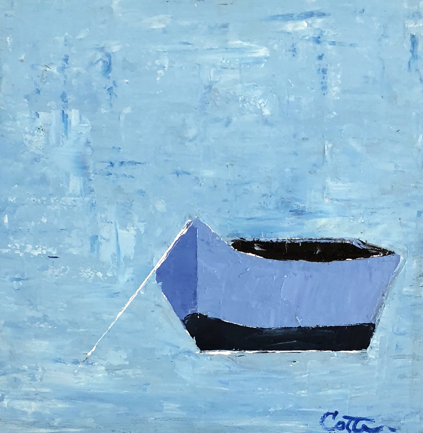 BLUE DORY, 6" x 6", OIL ON WOOD PANEL