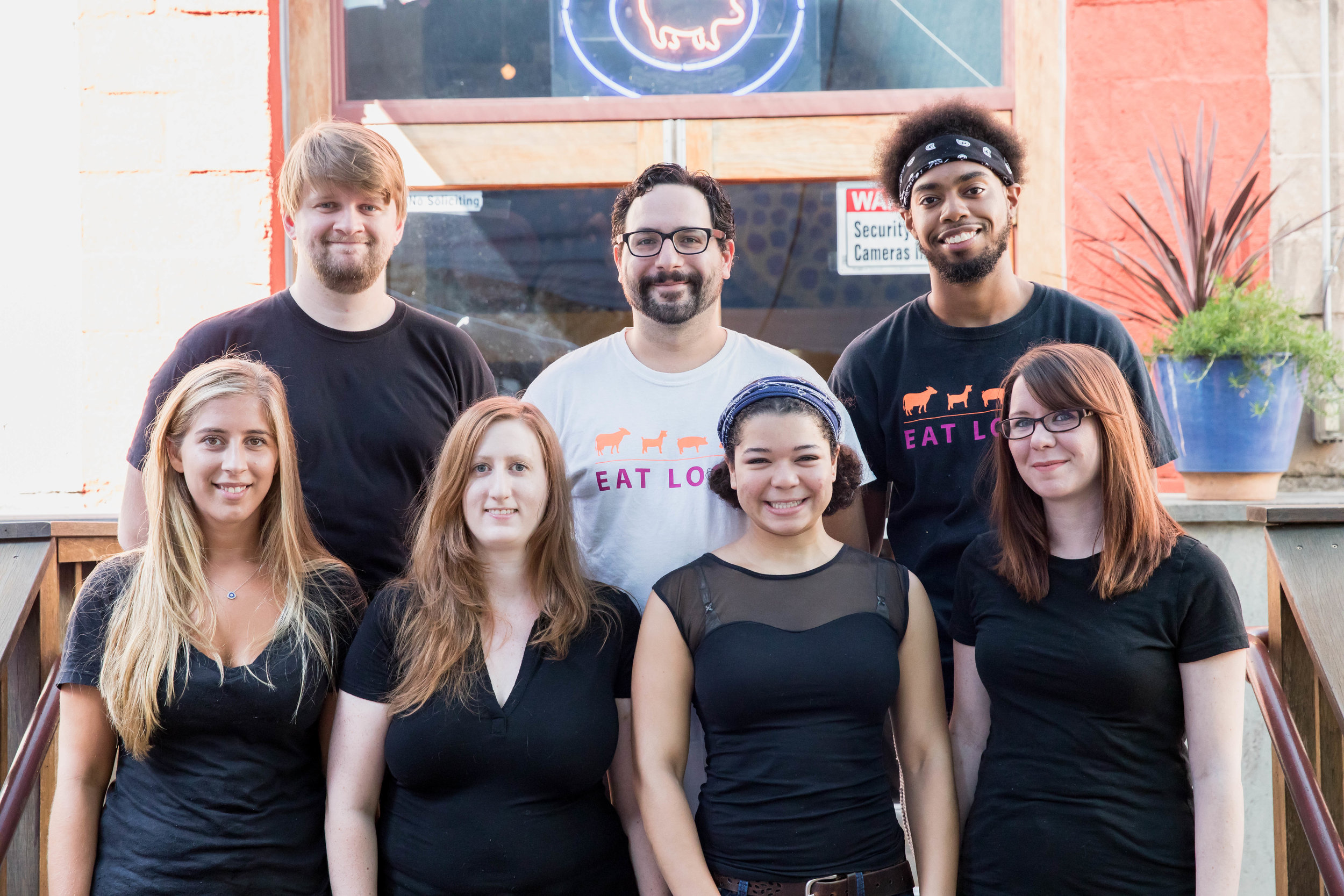 From Top Left Clockwise: Gary (server/bartender), Mike (the pizza guy), Javon (the other pizza guy), Amy (server), Natalie (server), Shamar (server), Gina (server/bartender)