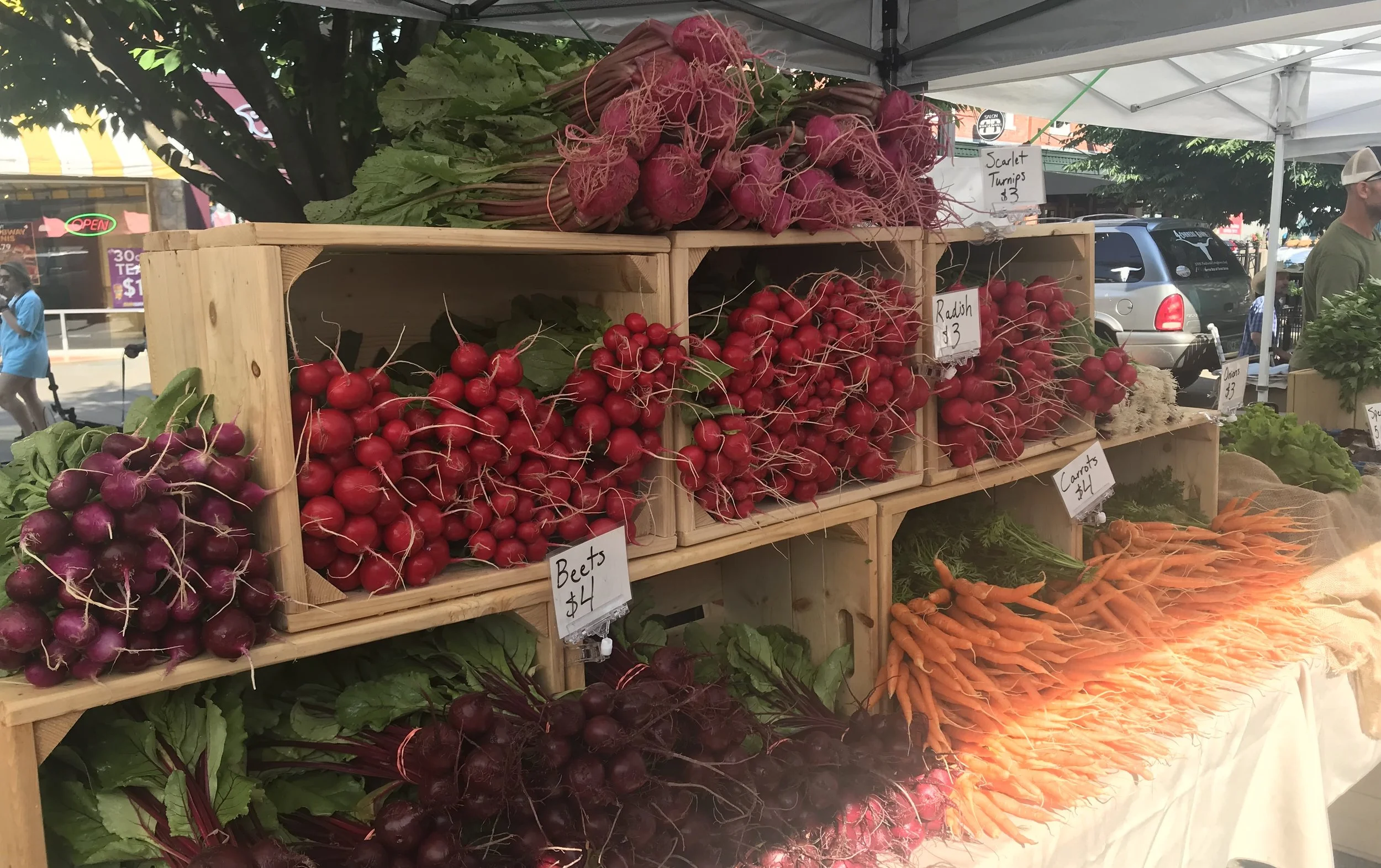 Makers weren’t the only ones with impressive wares for sale! These root vegetables from Mountain Roots Farm in Sevierville were just some of the beautiful produce for sale at the Market Square Farmers’ Market.