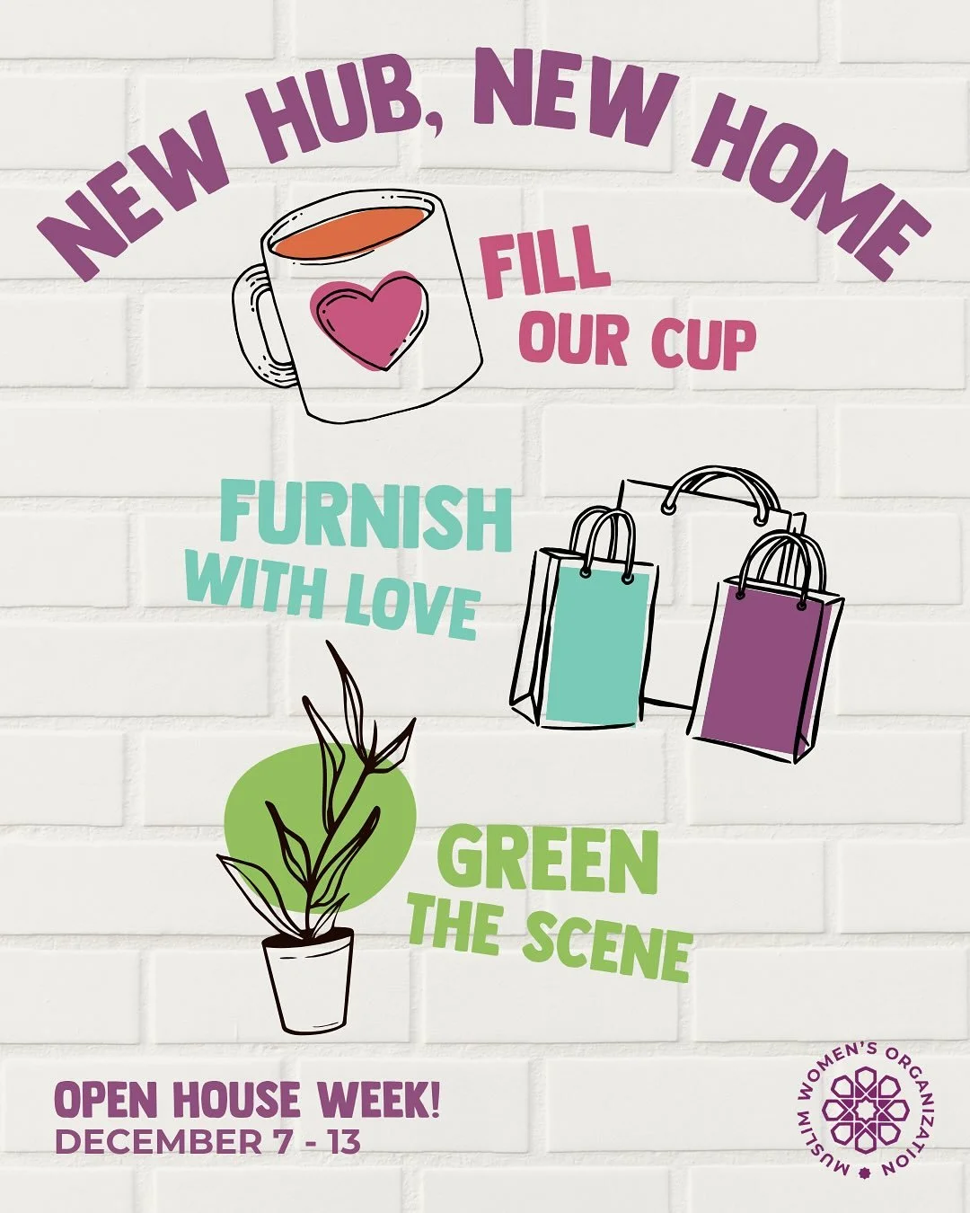 We’ve moved in to our NEW HUB! 🏡🎉
Help us as we build a bigger, better home for Muslim women in Central Florida.
3 WAYS TO GIVE:
☕️ FILL OUR CUP - Help us raise $60K for operations 
🛍️ FURNISH WITH LOVE - Shop our wishlist
🌿 GREEN THE SC